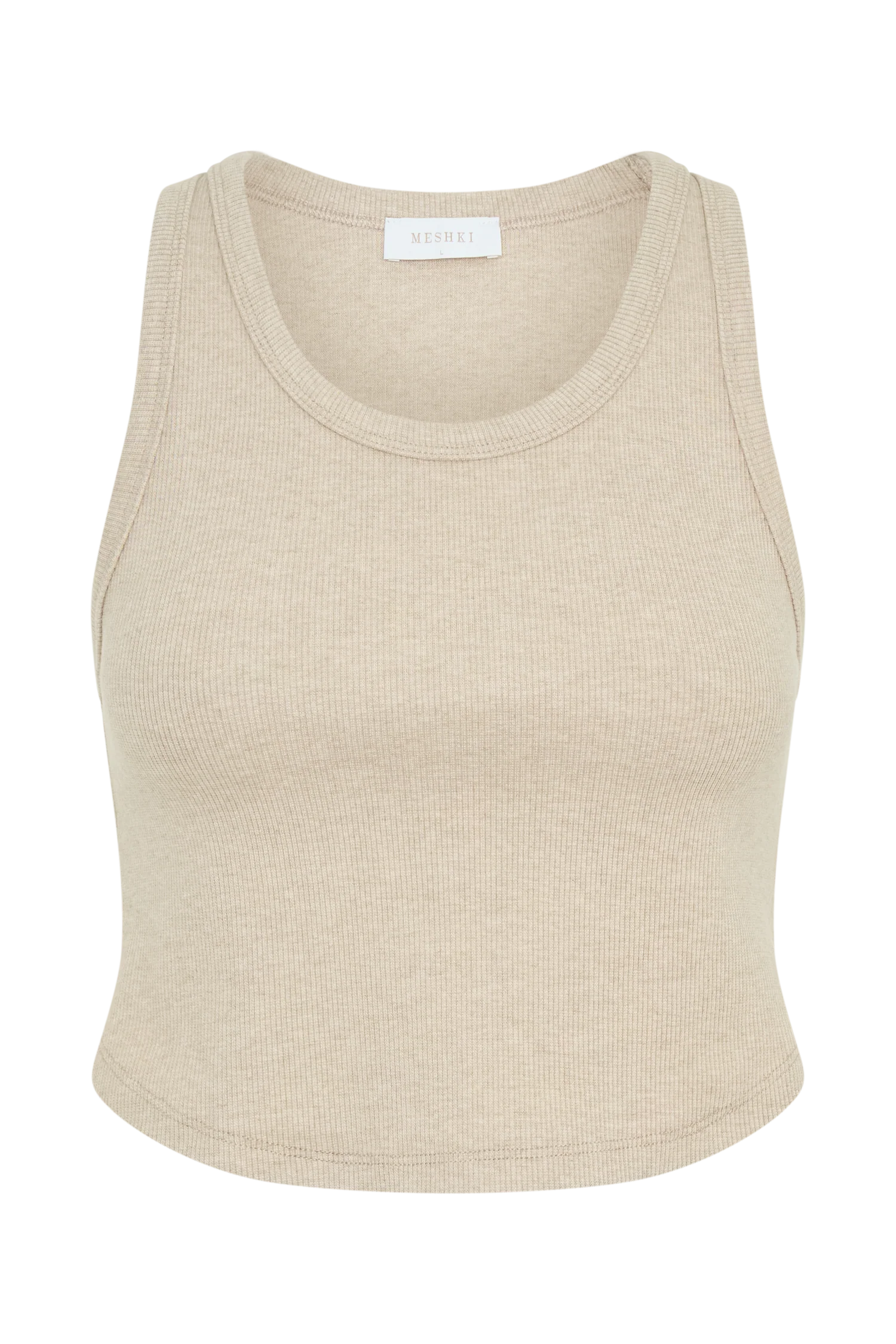 Morgana Ribbed Tank Top - Neutral Marle - Image 9