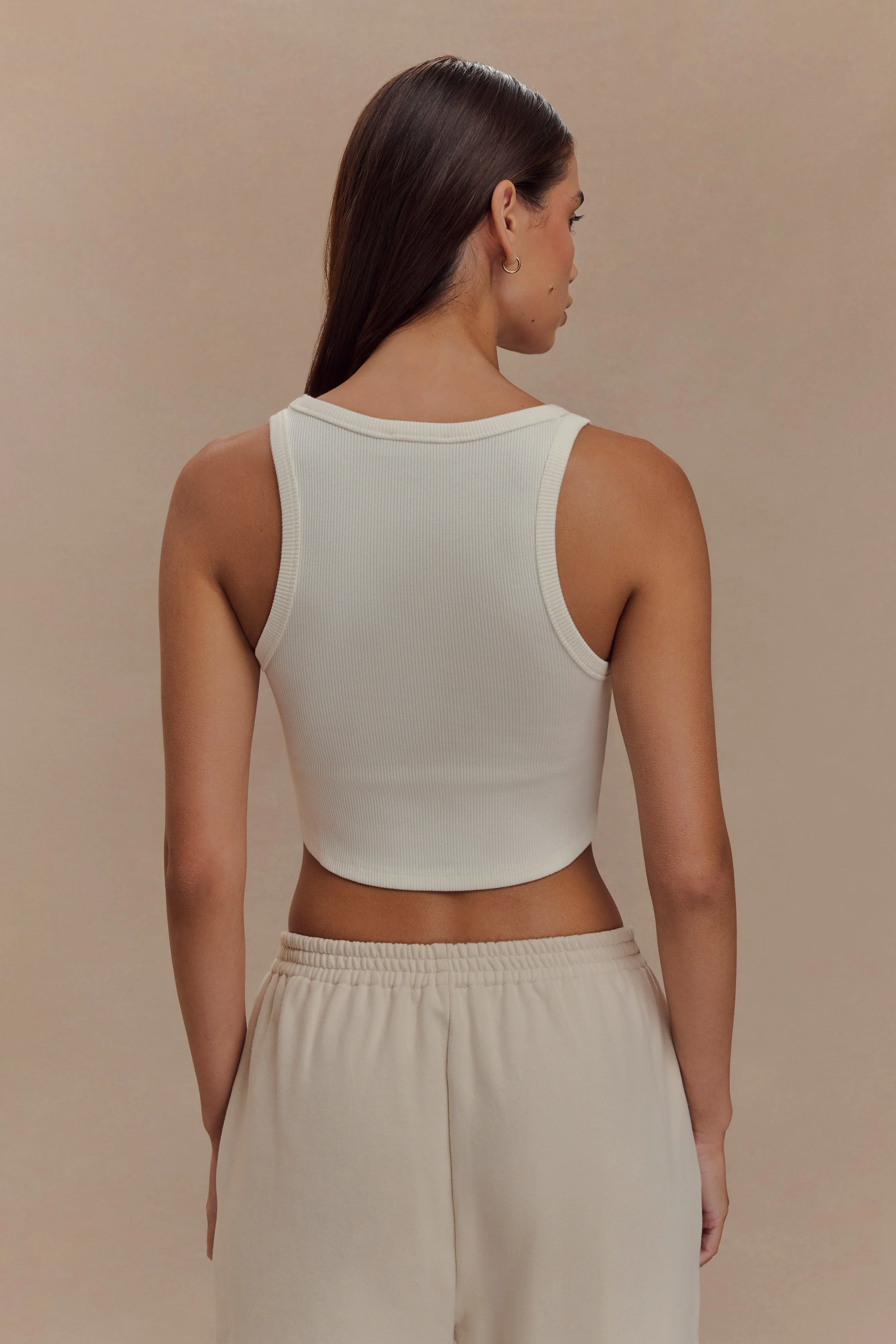 Morgana Ribbed Tank Top - White - Image 3
