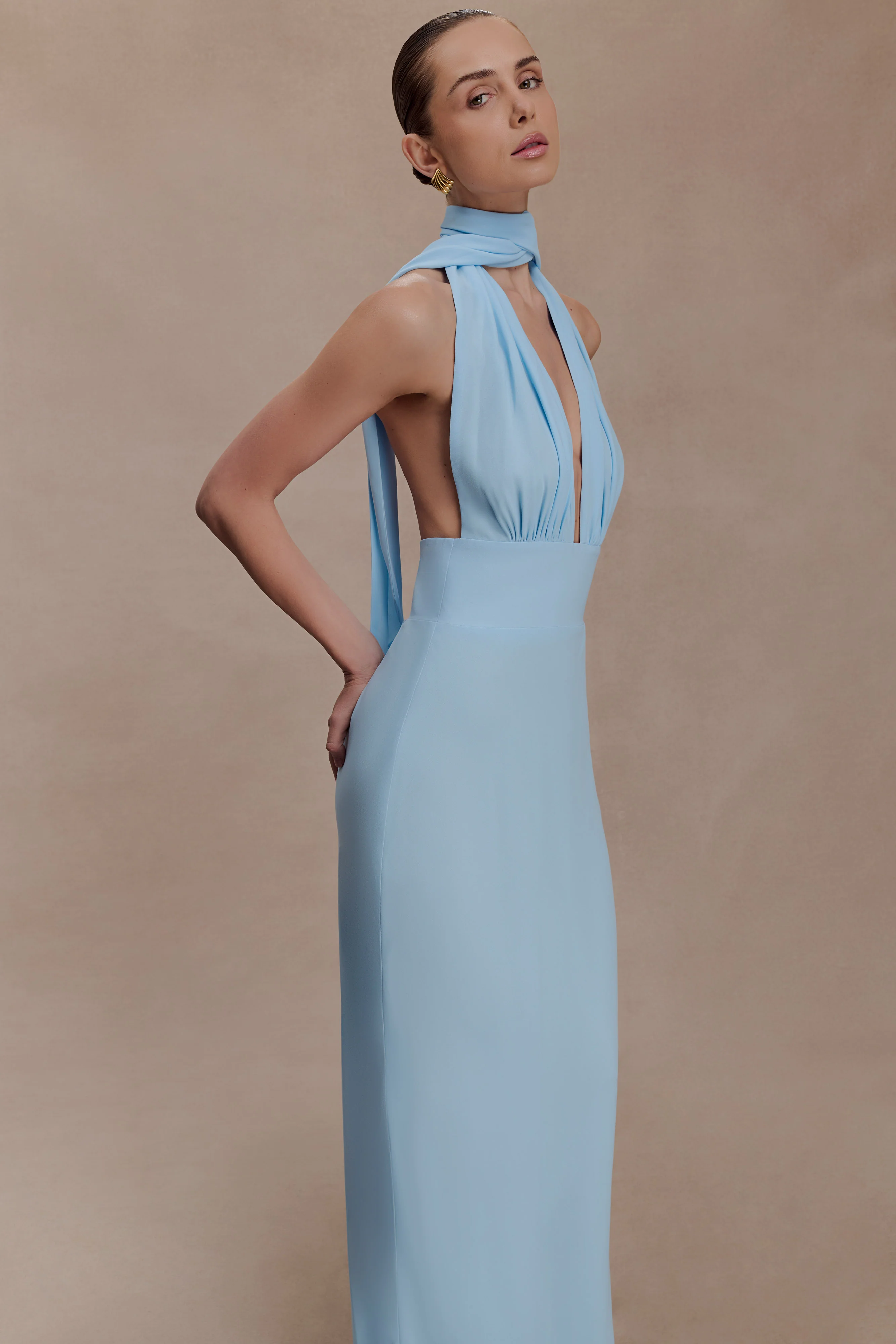Nadine Halter Chiffon Maxi Dress - Blue - Image 3