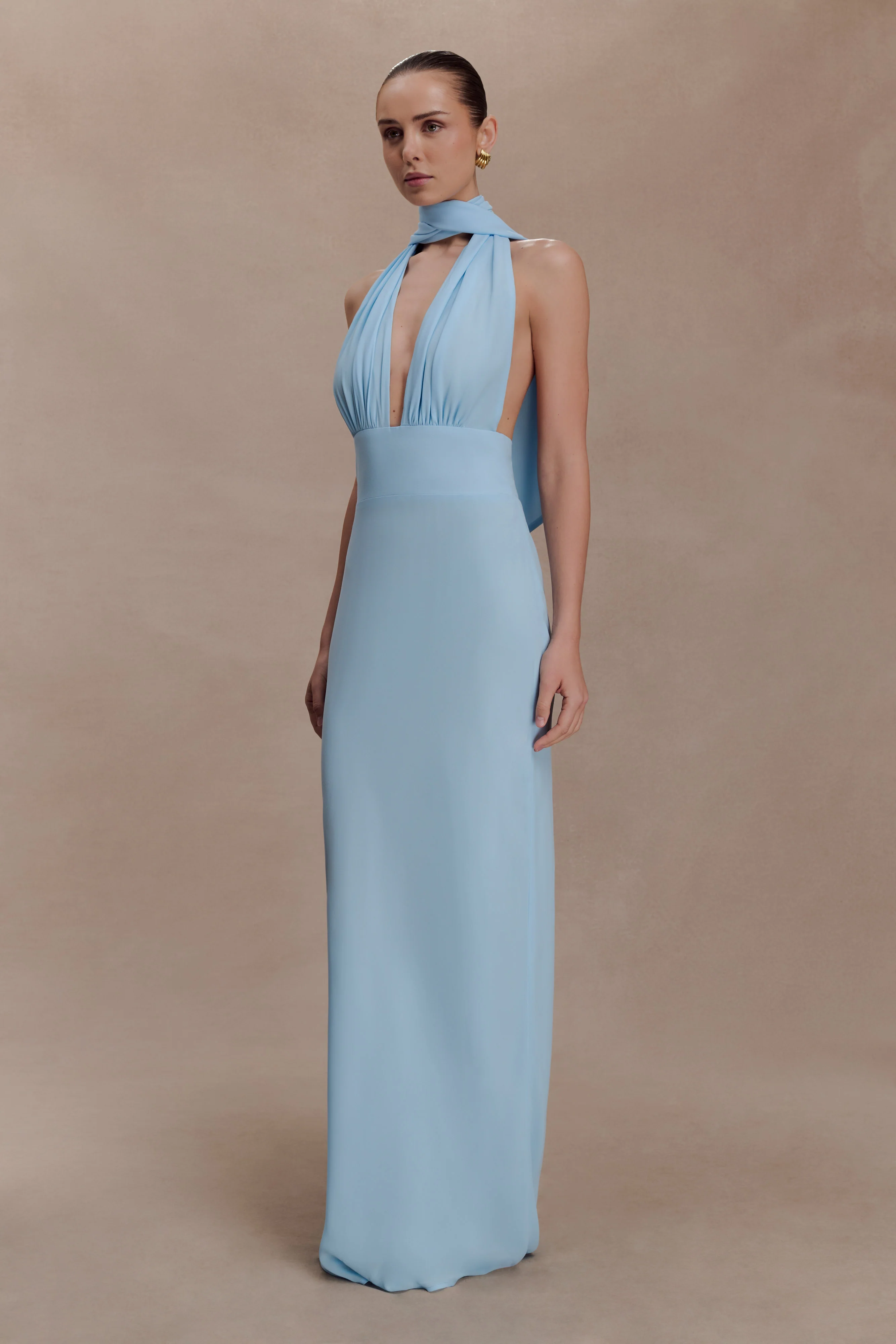 Nadine Halter Chiffon Maxi Dress - Blue - Image 6