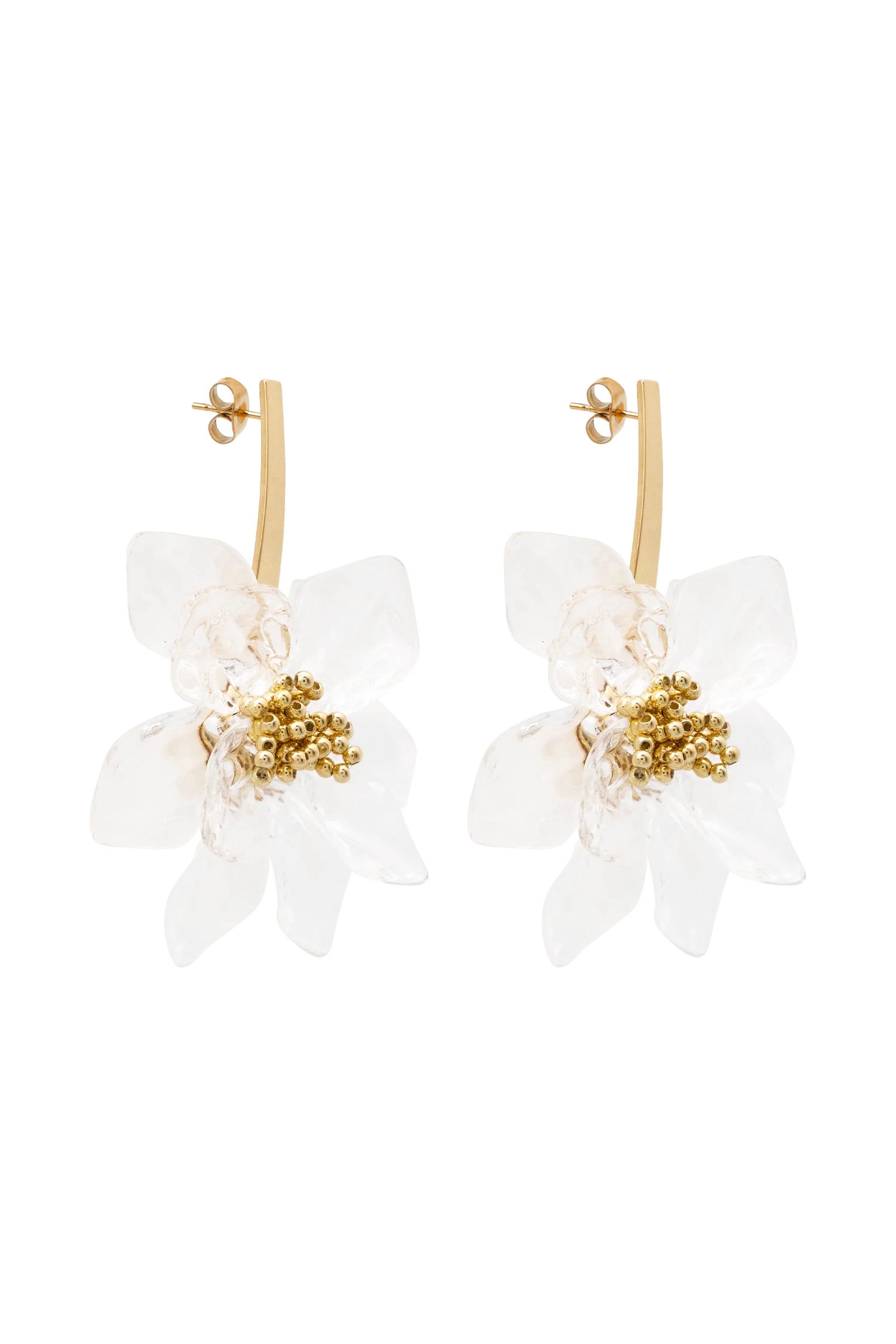 Naomi Acrylic Flower Earring - Gold - Image 5