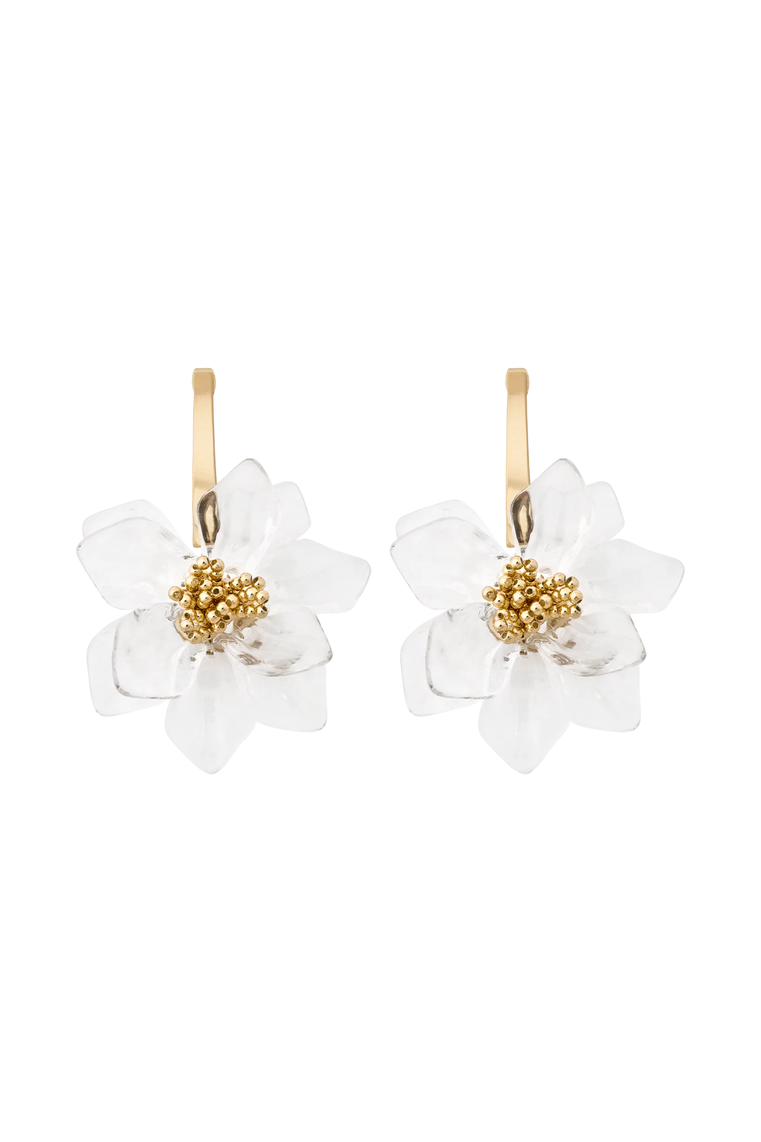 Naomi Acrylic Flower Earring - Gold - Image 6