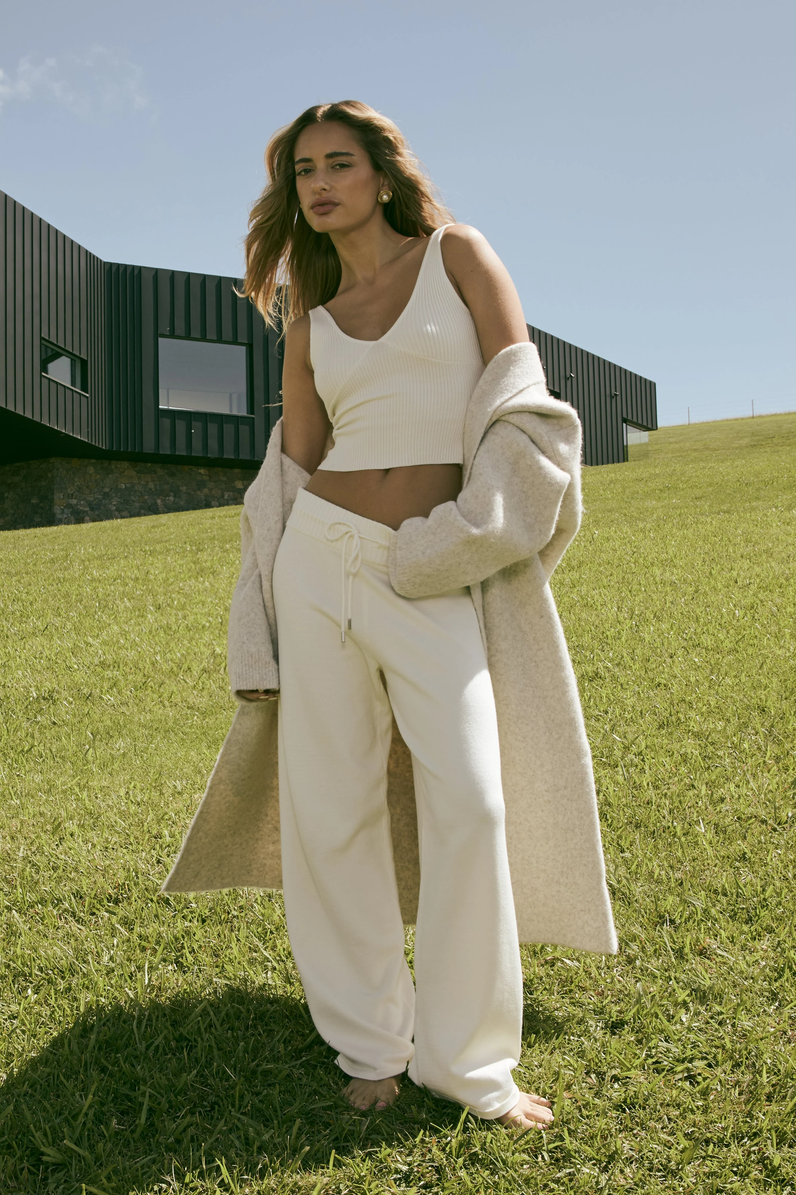 Natalya Knit Wide Leg Pants - Ivory - Image 7