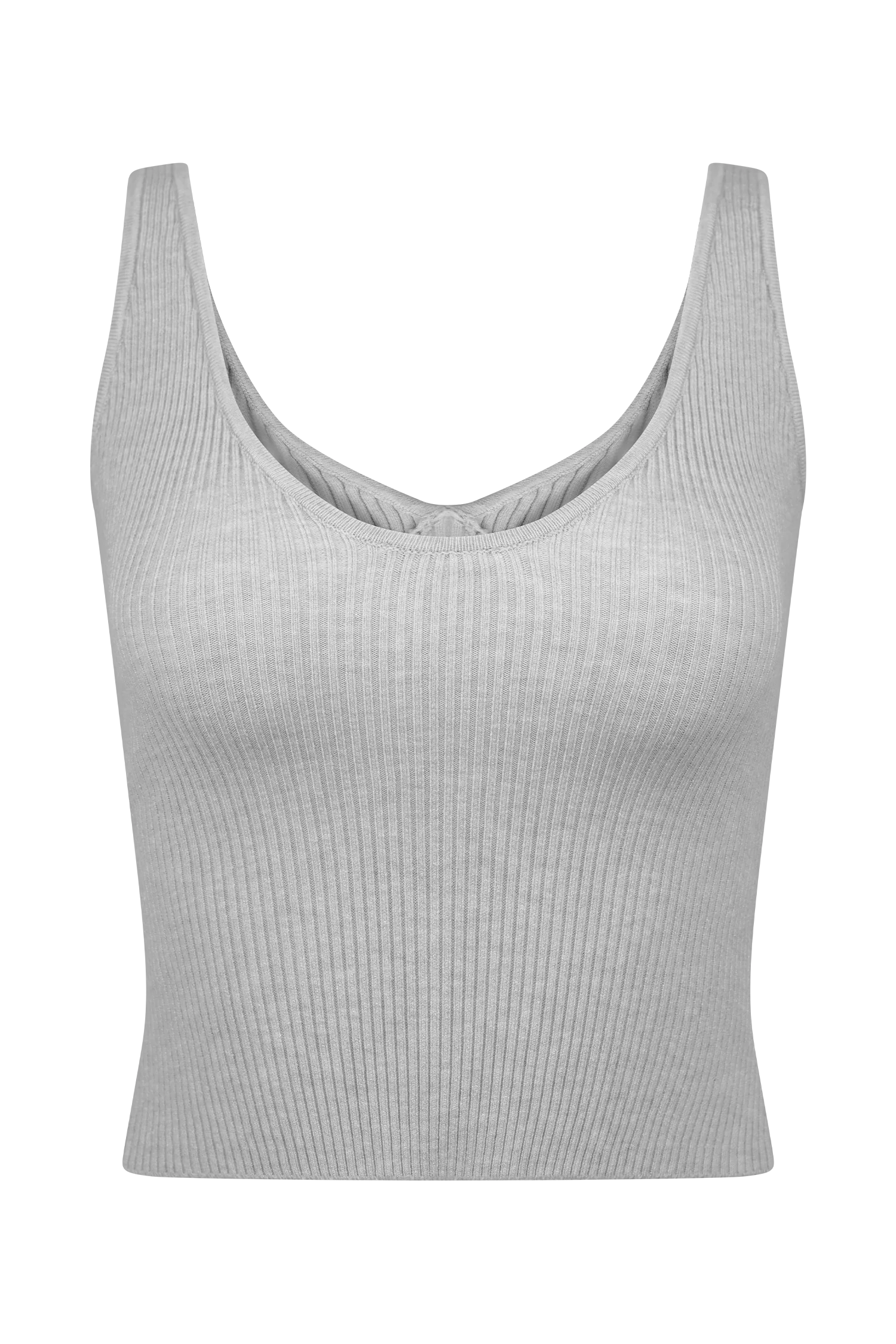 Natalya Ribbed Knit Cami Top - Heather Grey Marle - Image 10