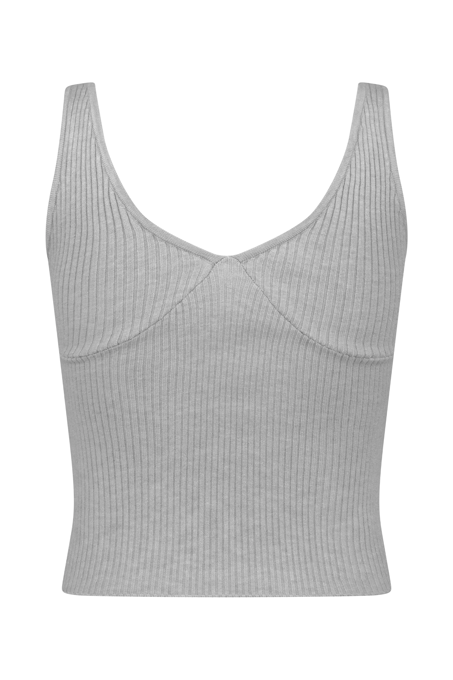 Natalya Ribbed Knit Cami Top - Heather Grey Marle - Image 11