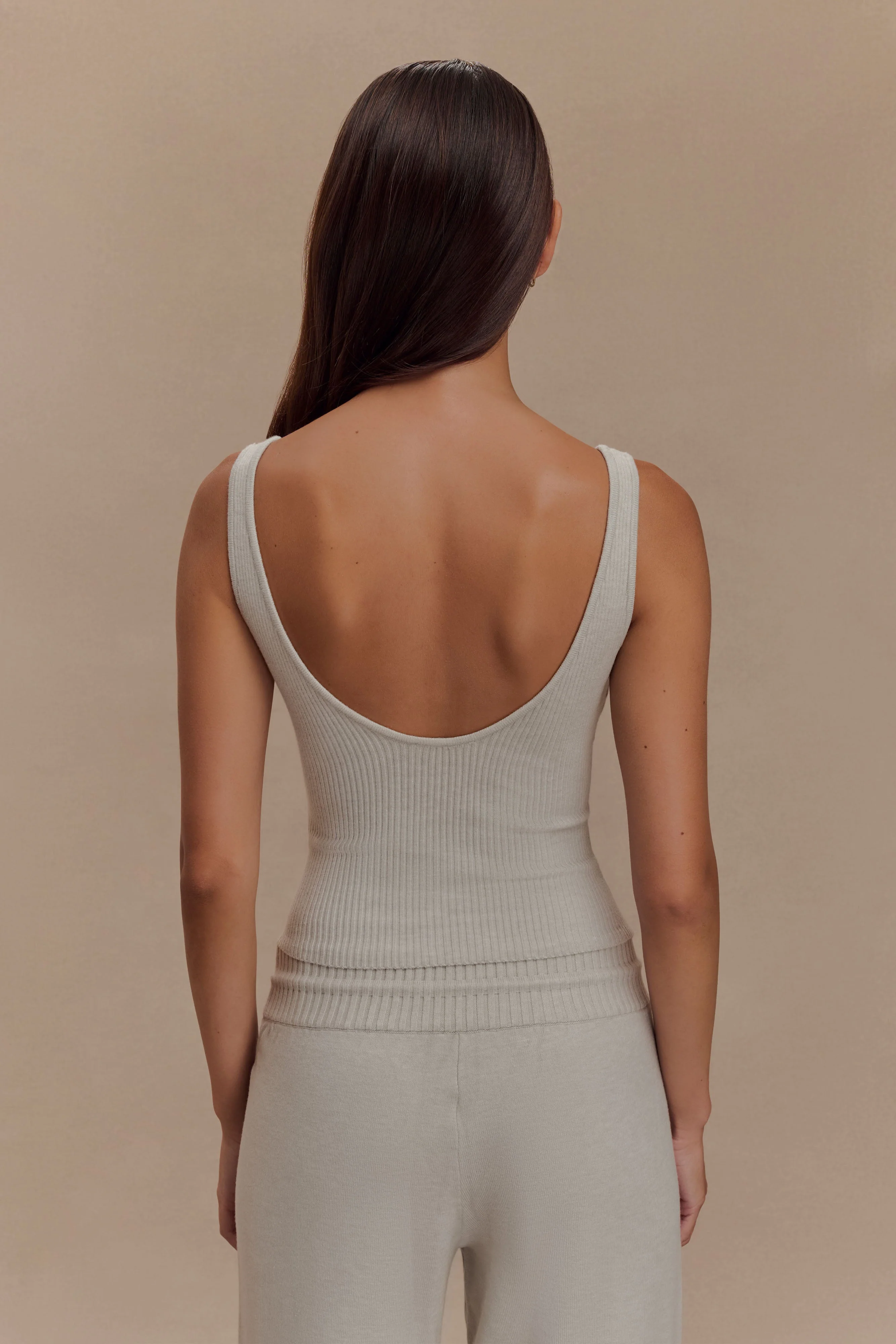 Natalya Ribbed Knit Cami Top - Heather Grey Marle - Image 3