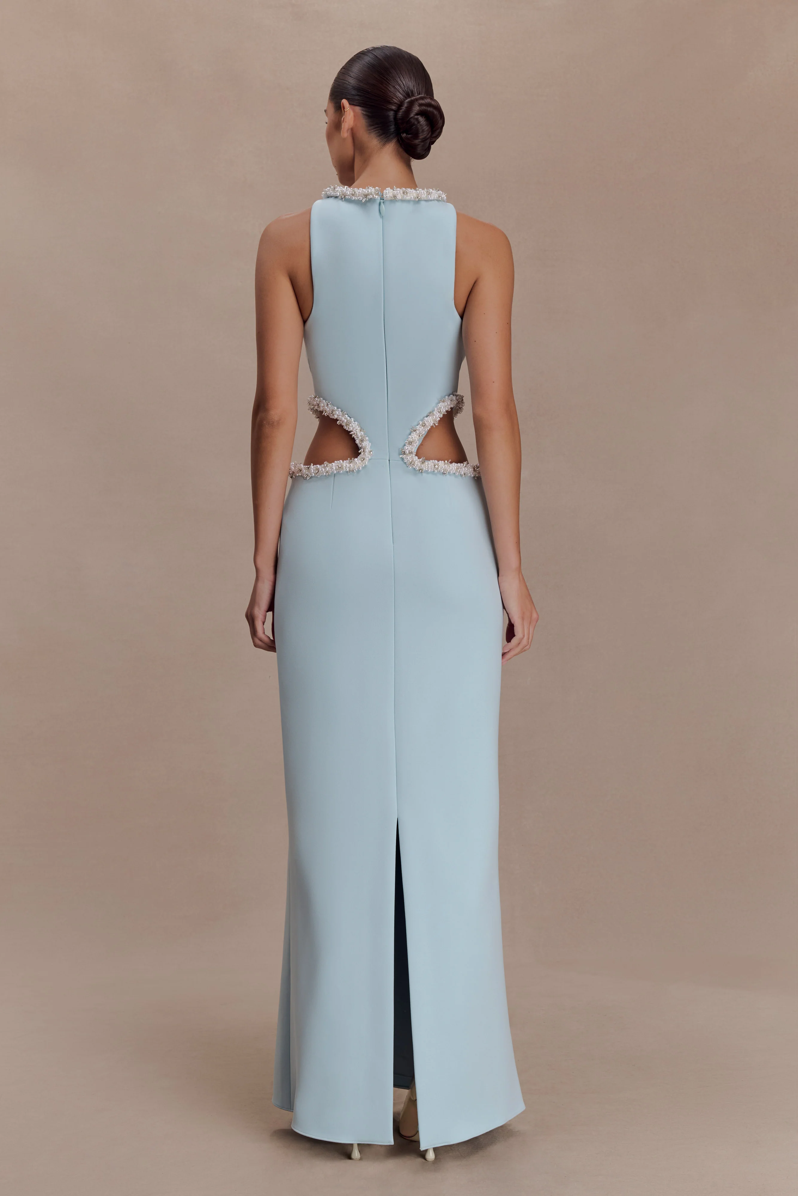 Nicole Embellished Cut Out Maxi Dress - Pale Blue - Image 2