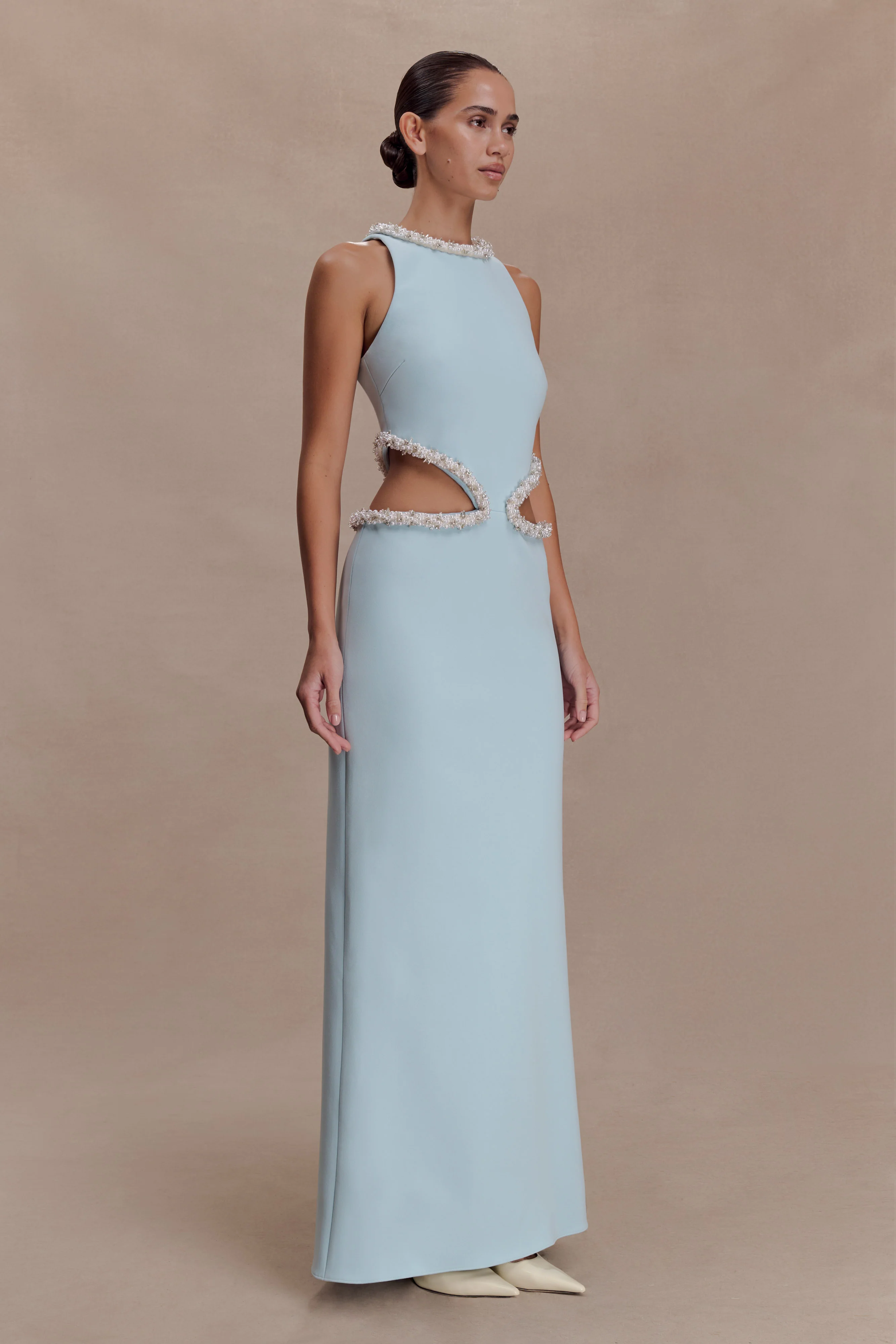Nicole Embellished Cut Out Maxi Dress - Pale Blue - Image 4