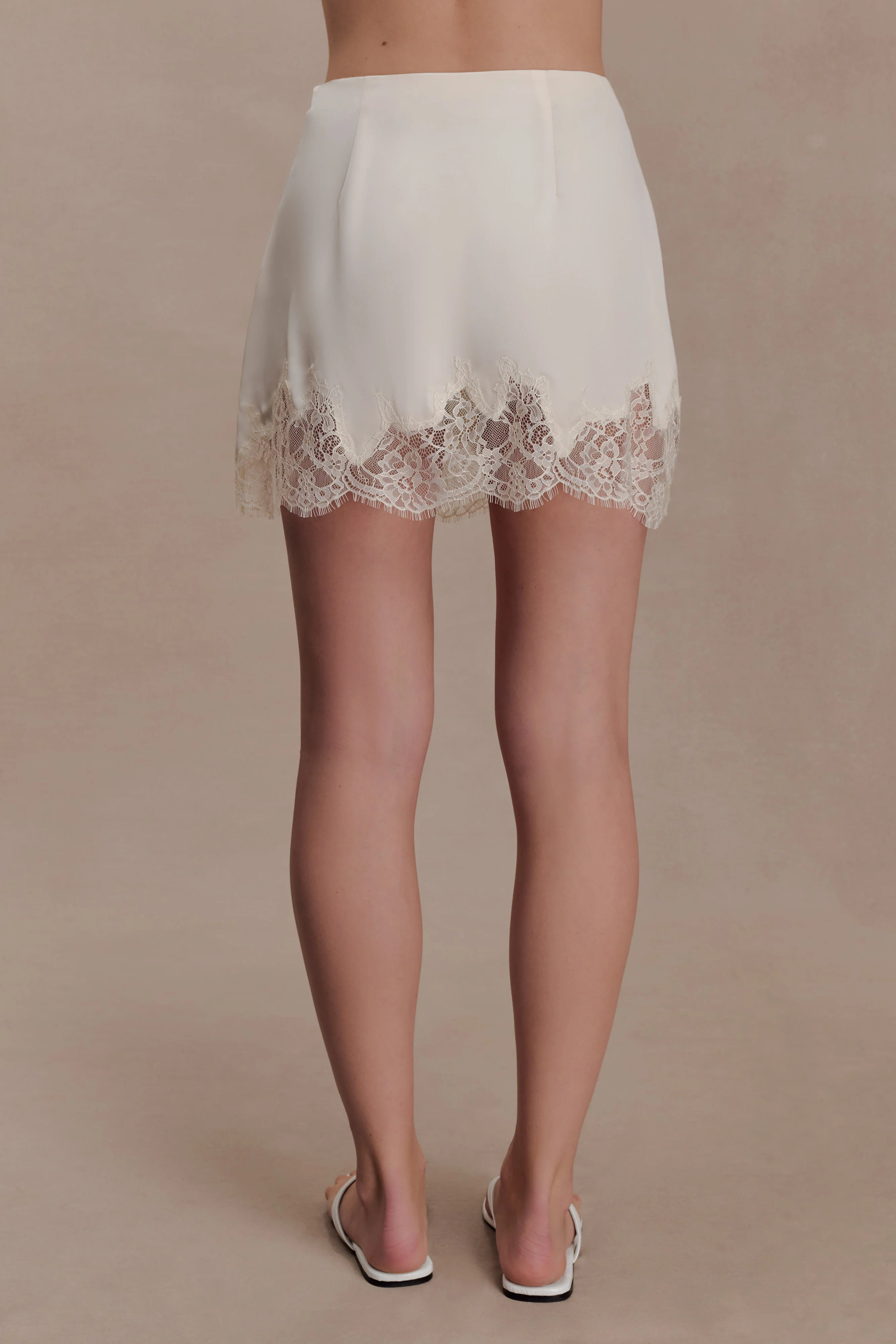Nina Lace And Satin Mini Skirt - Ivory - Image 5