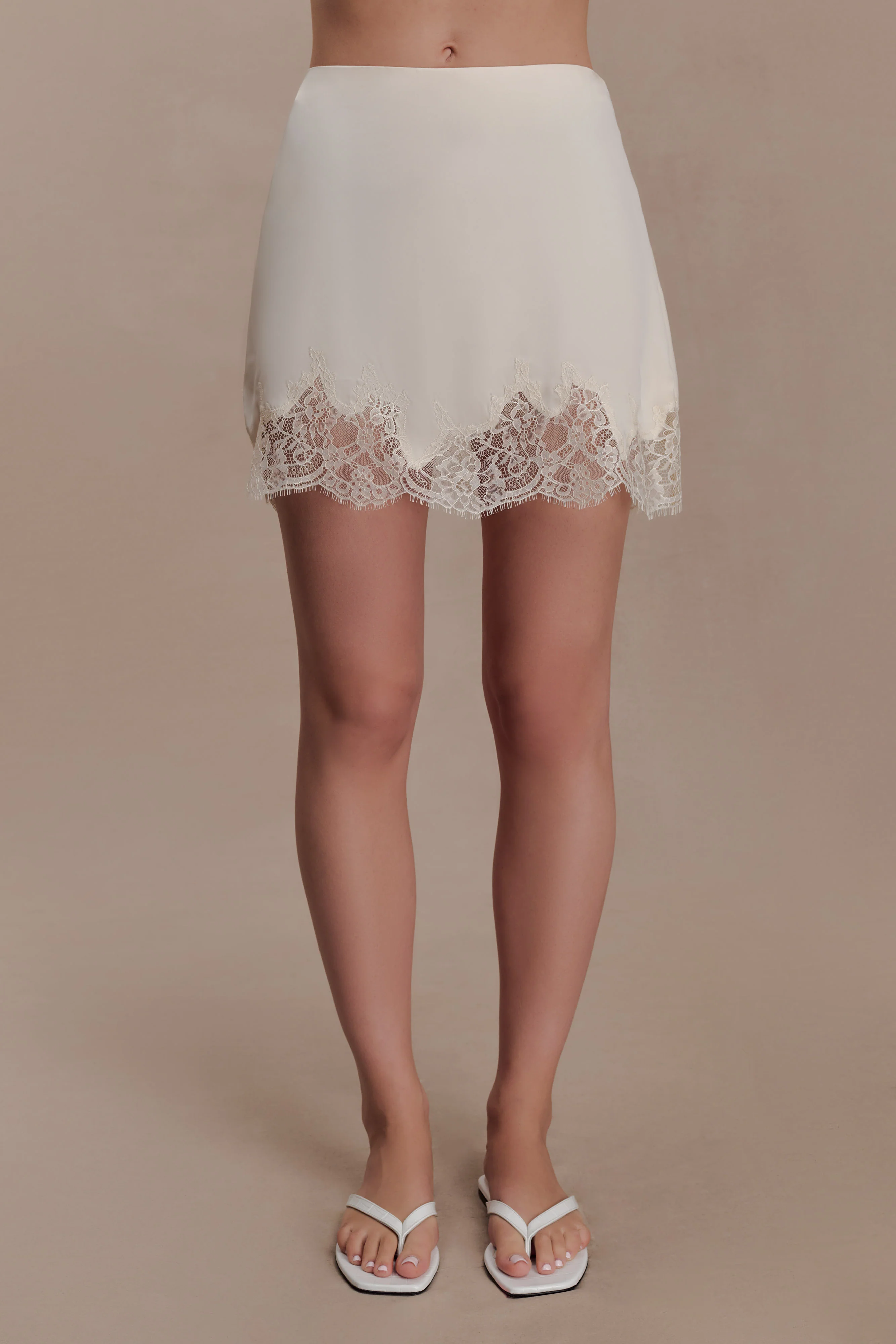 Nina Lace And Satin Mini Skirt - Ivory - Image 7