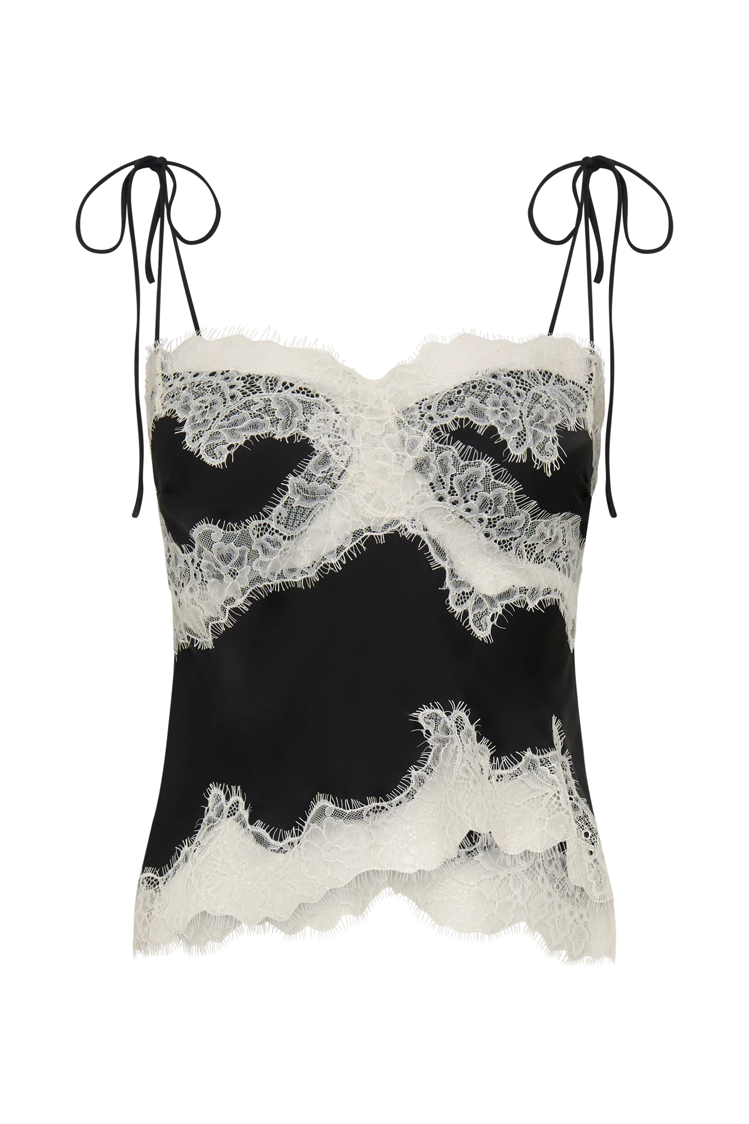 Nina Satin And Lace Camisole - Black/Ivory - Image 10
