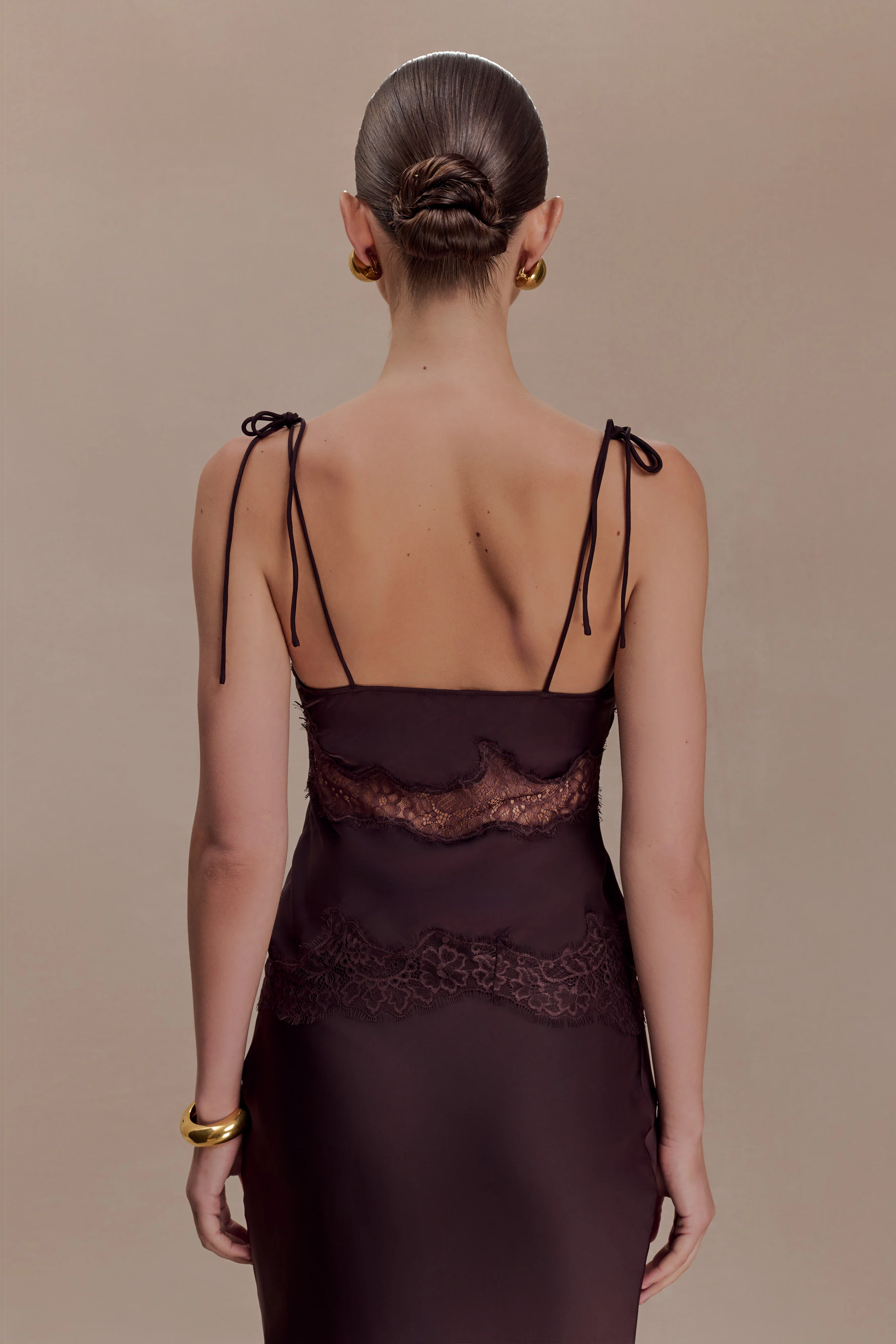Nina Satin And Lace Camisole - Chocolate - Image 2