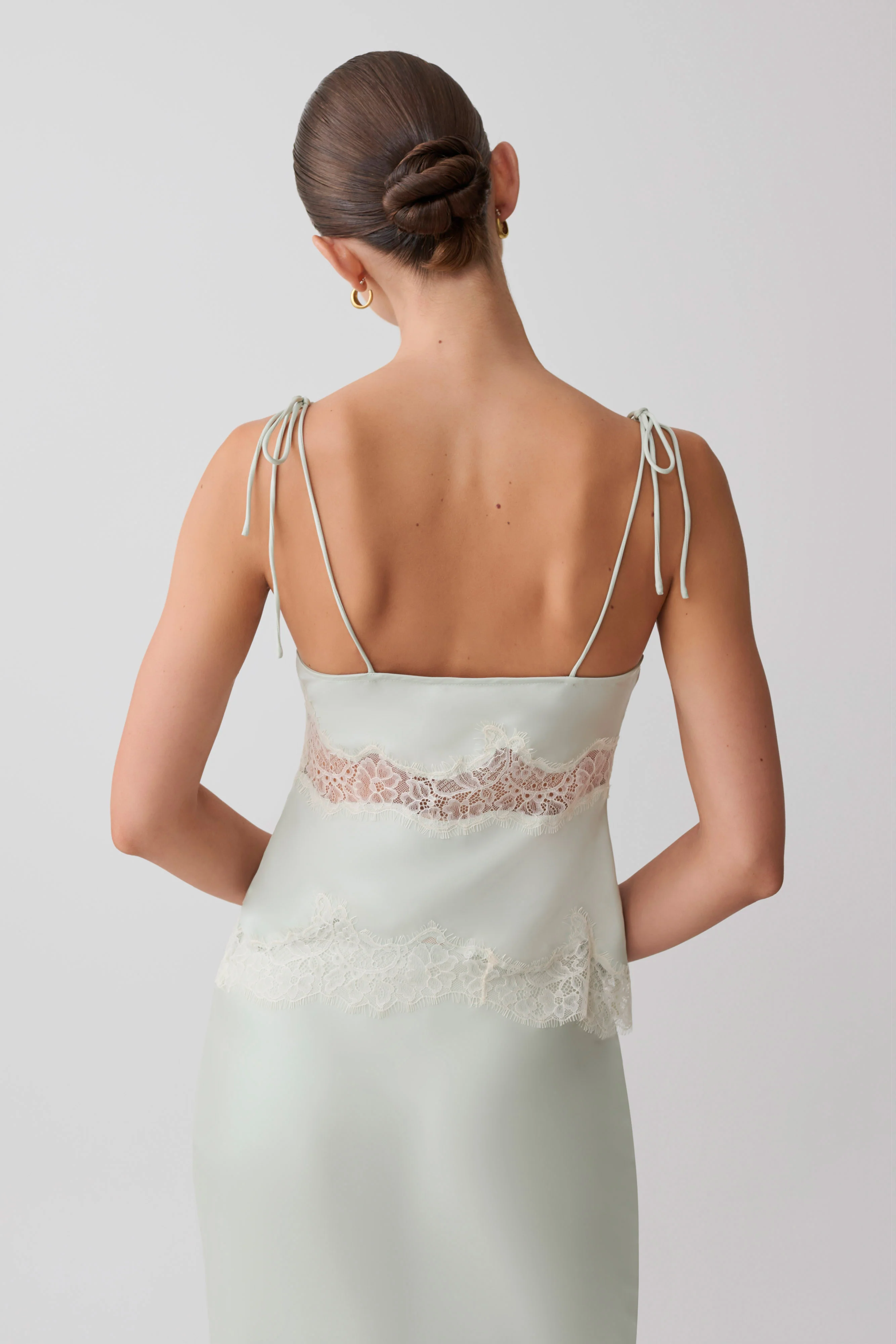Nina Satin And Lace Camisole - Sage - Image 2