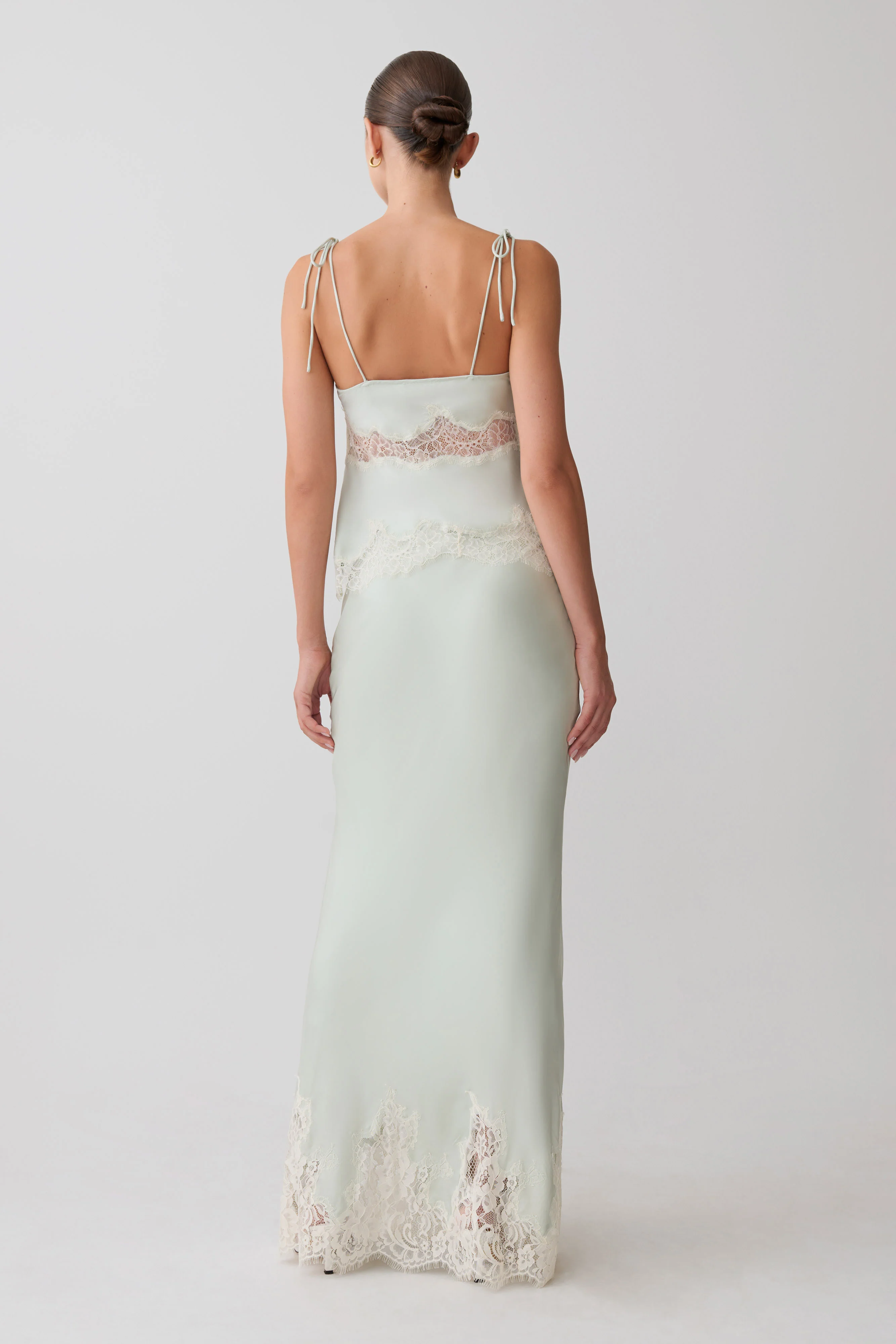 Nina Satin And Lace Camisole - Sage - Image 6