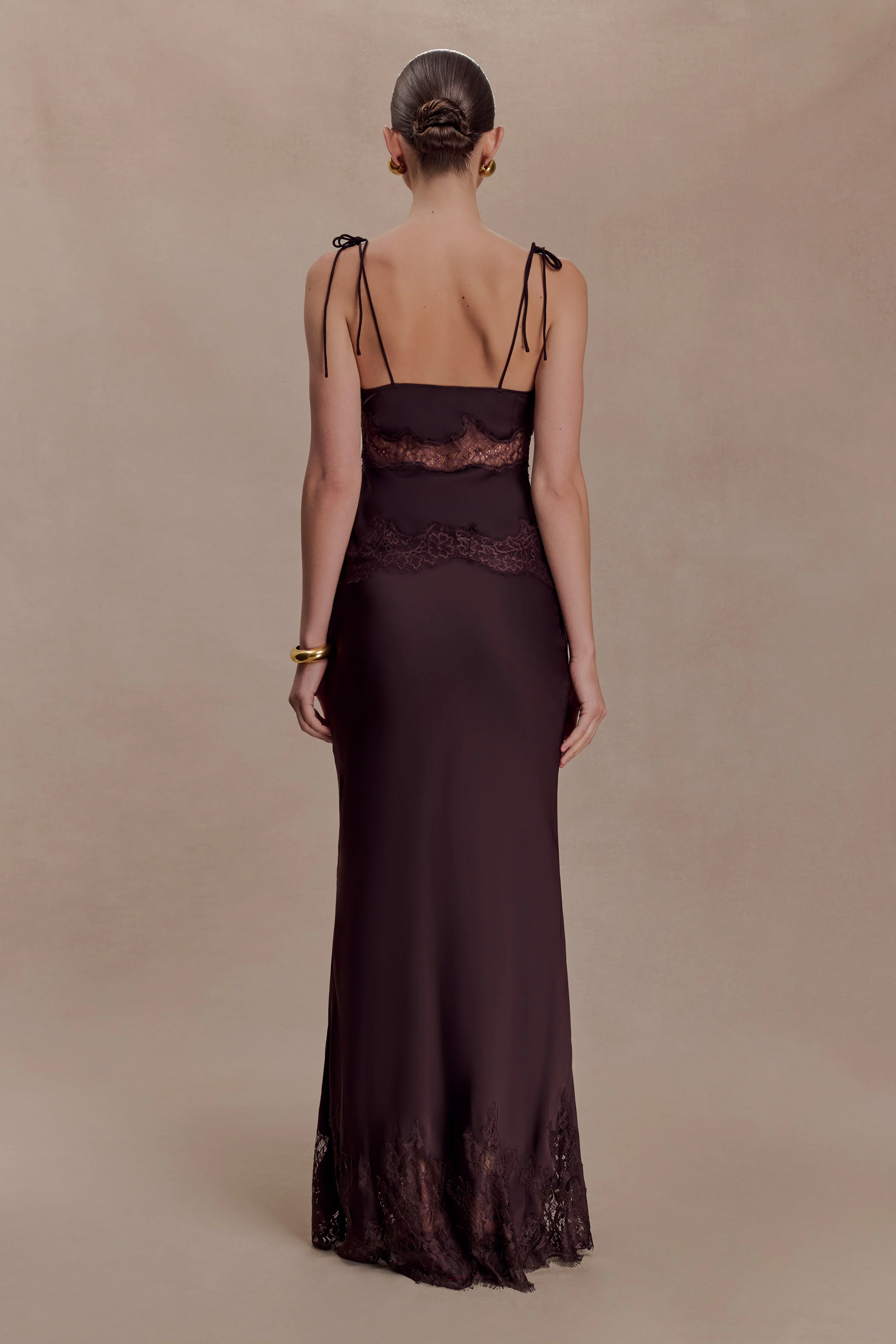 Nina Satin And Lace Camisole - Chocolate - Image 5