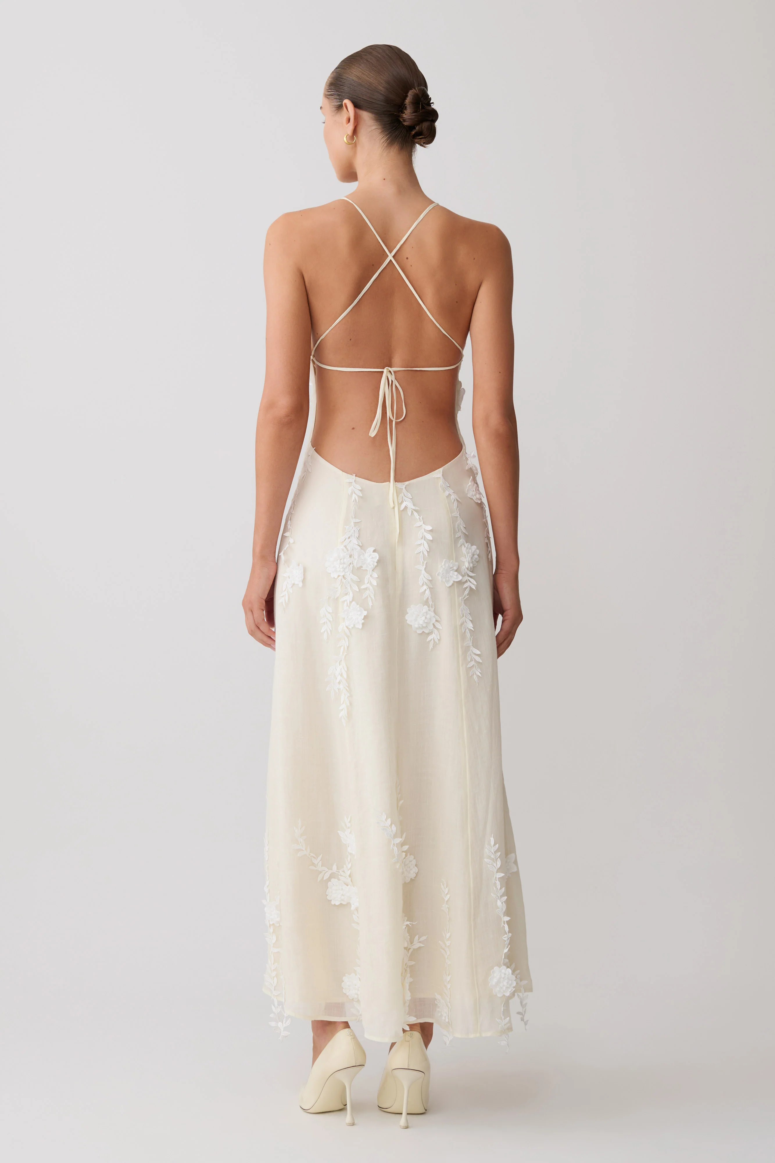 Odette Floral Lace Midi Dress - Buttermilk - Image 3