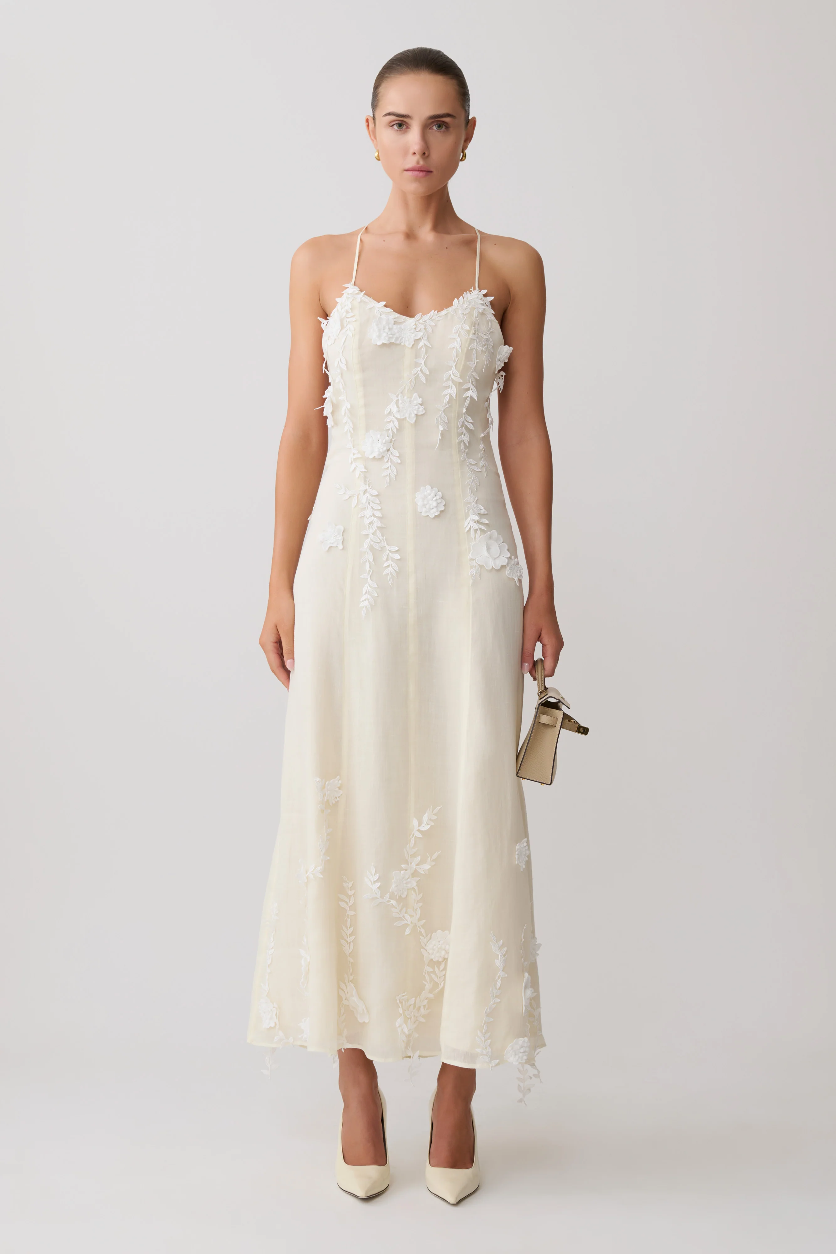 Odette Floral Lace Midi Dress - Buttermilk - Image 5