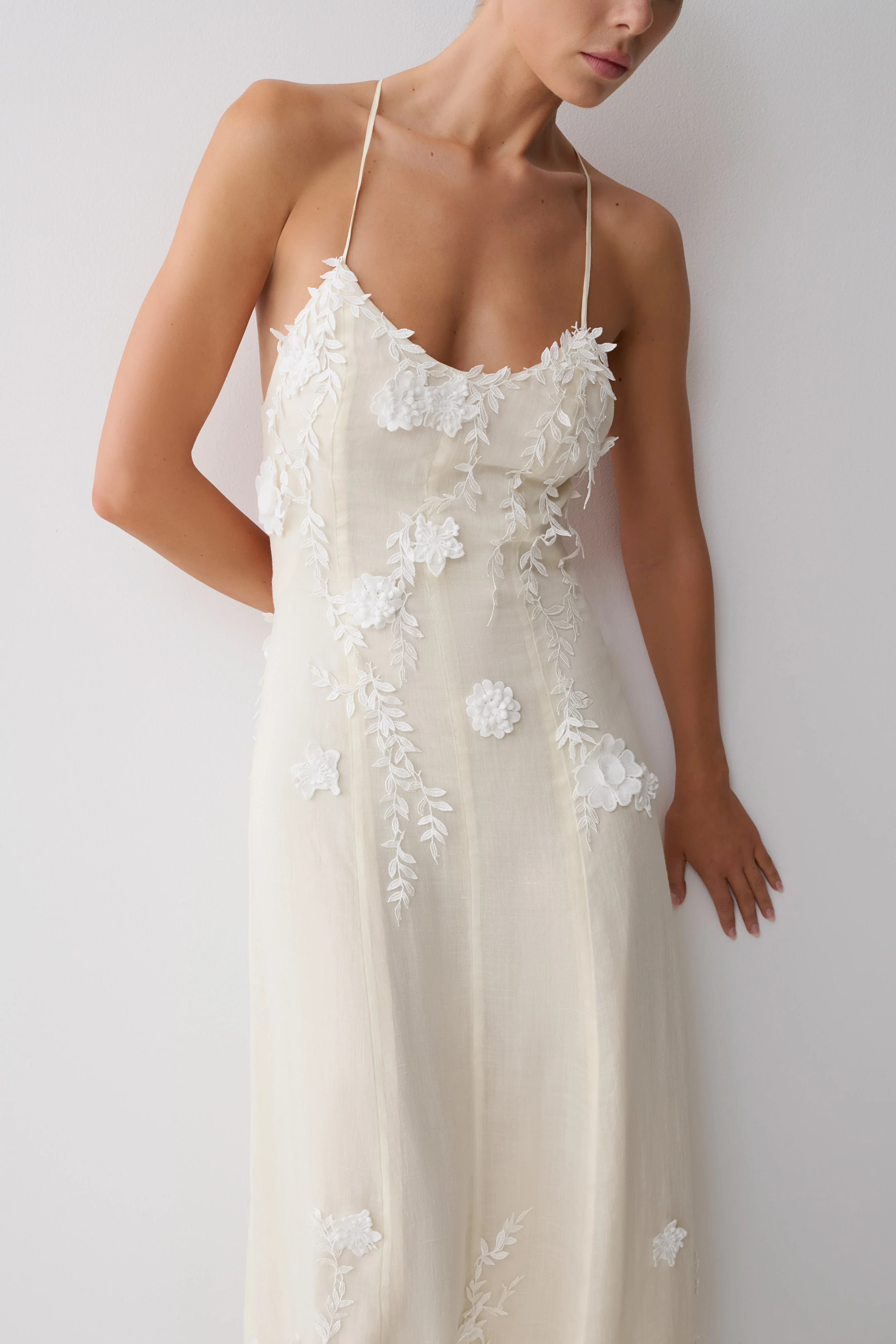 Odette Floral Lace Midi Dress - Buttermilk - Image 7