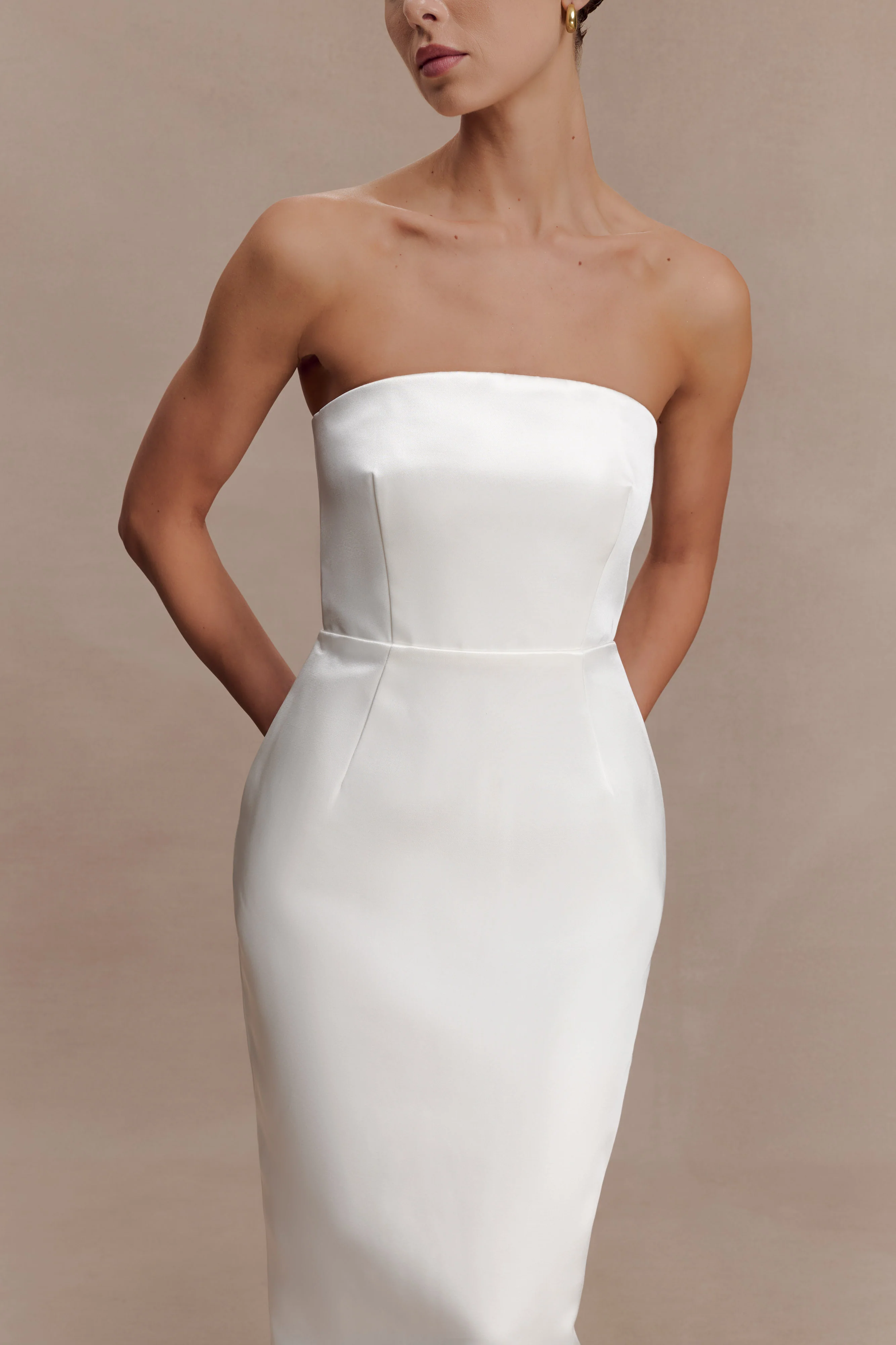 Ophelia Peplum Satin Maxi Dress - Ivory - Image 5