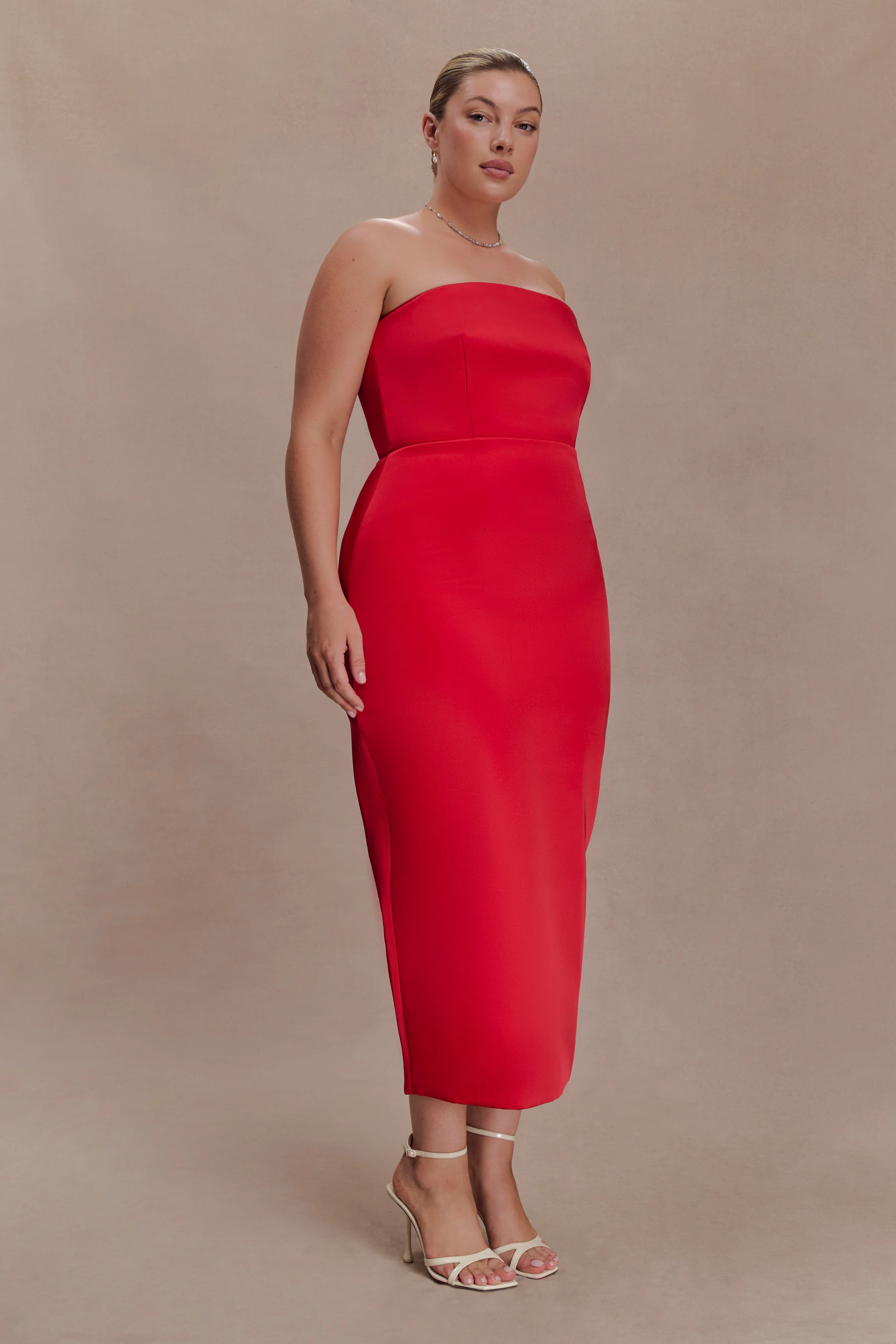Ophelia Peplum Satin Maxi Dress - Red - Image 7