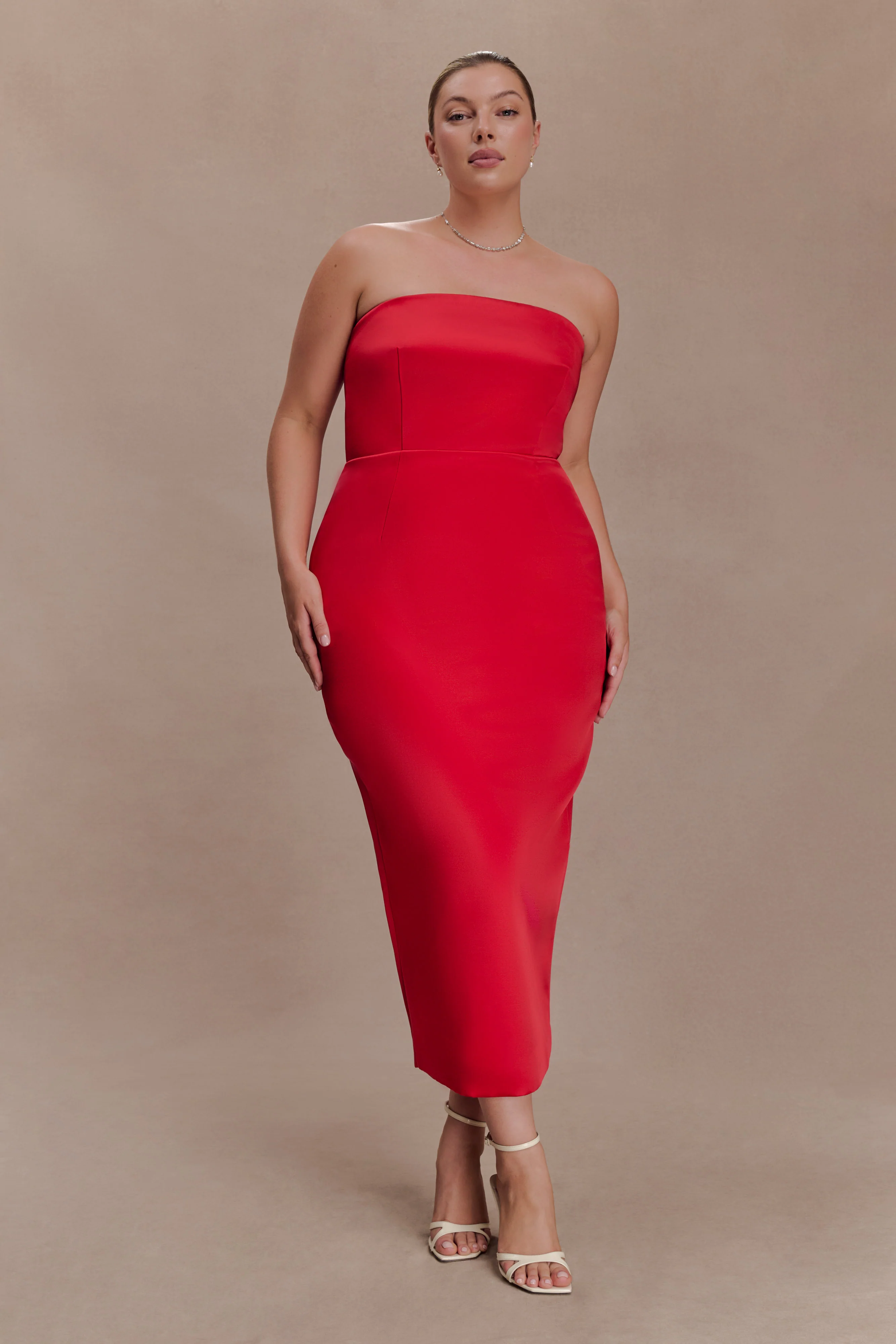 Ophelia Peplum Satin Maxi Dress - Red - Image 9