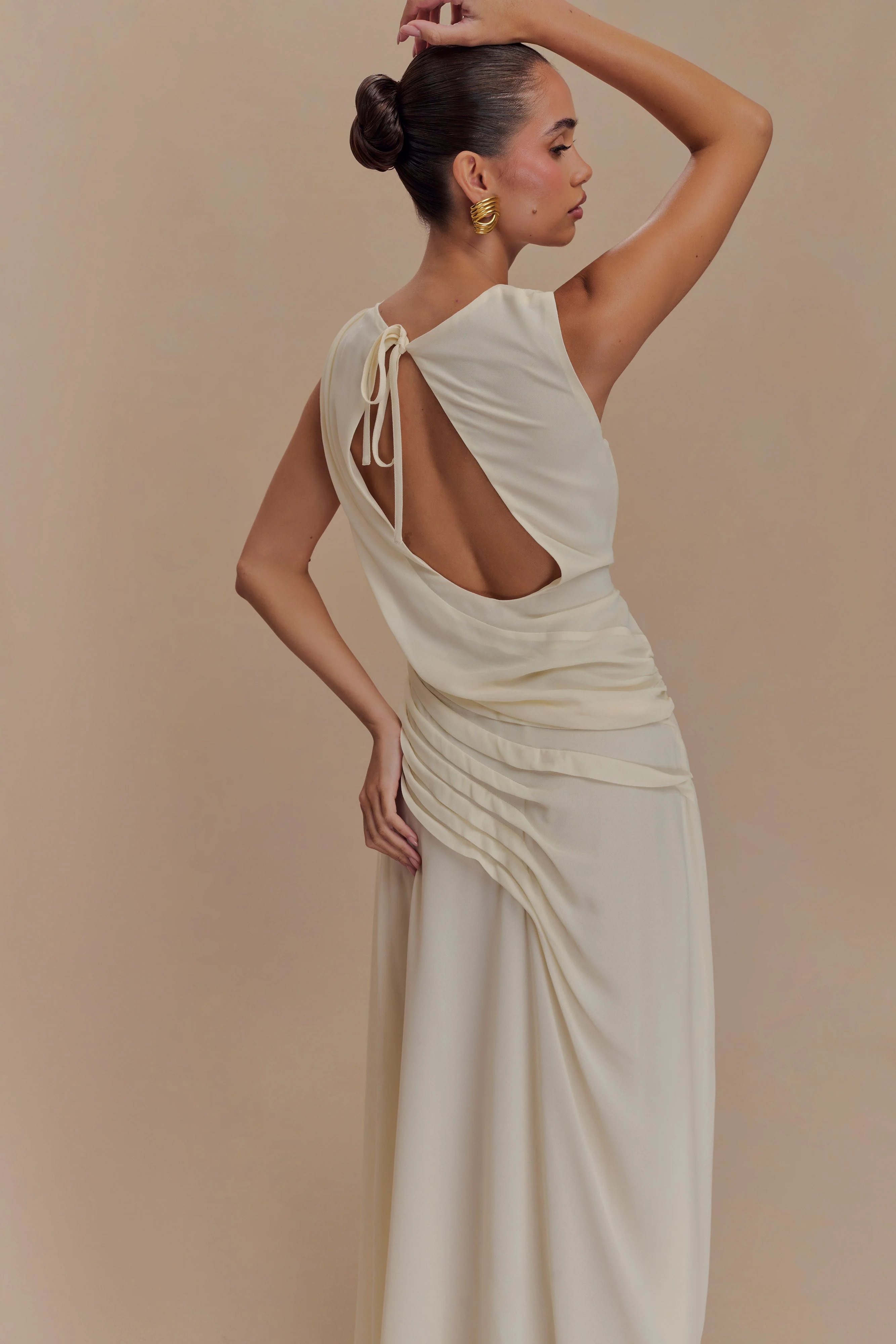 Oria Chiffon Maxi Dress - Ivory - Image 3
