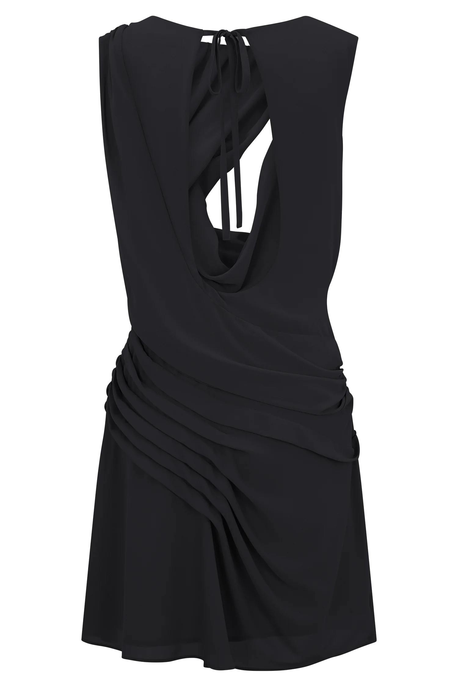 Oria Chiffon Mini Dress - Black - Image 8