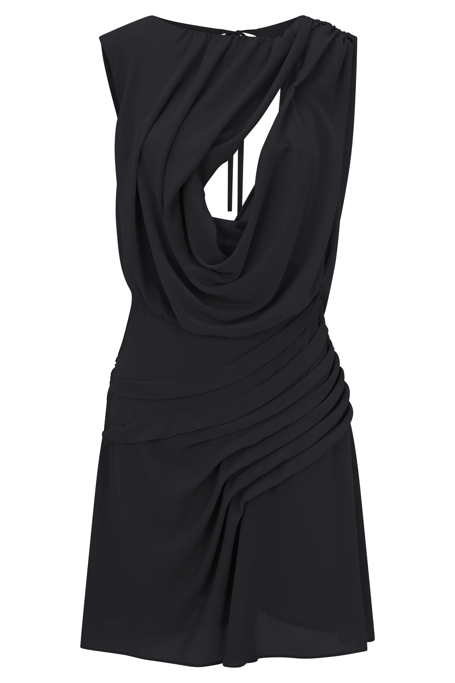 Oria Chiffon Mini Dress - Black - Image 9