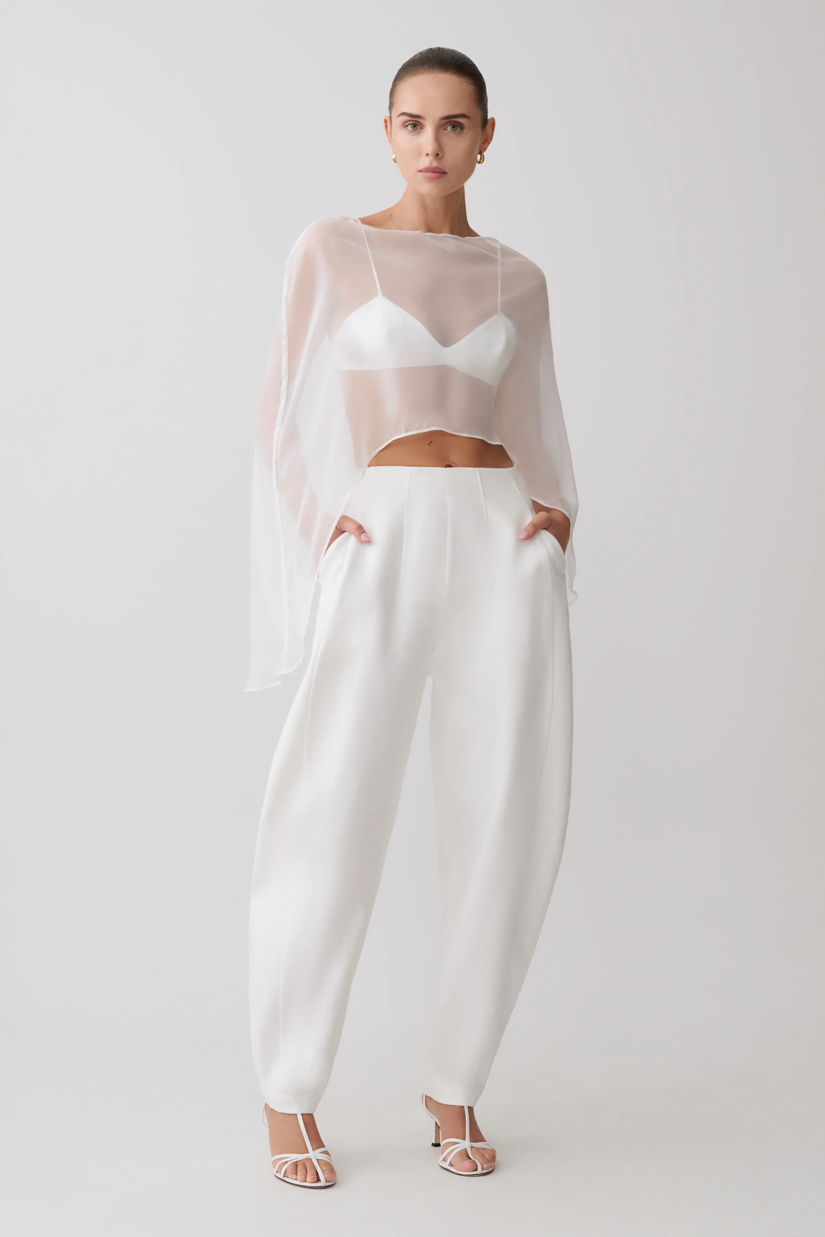 Oriana Linen Oversize Pants - White - Image 8