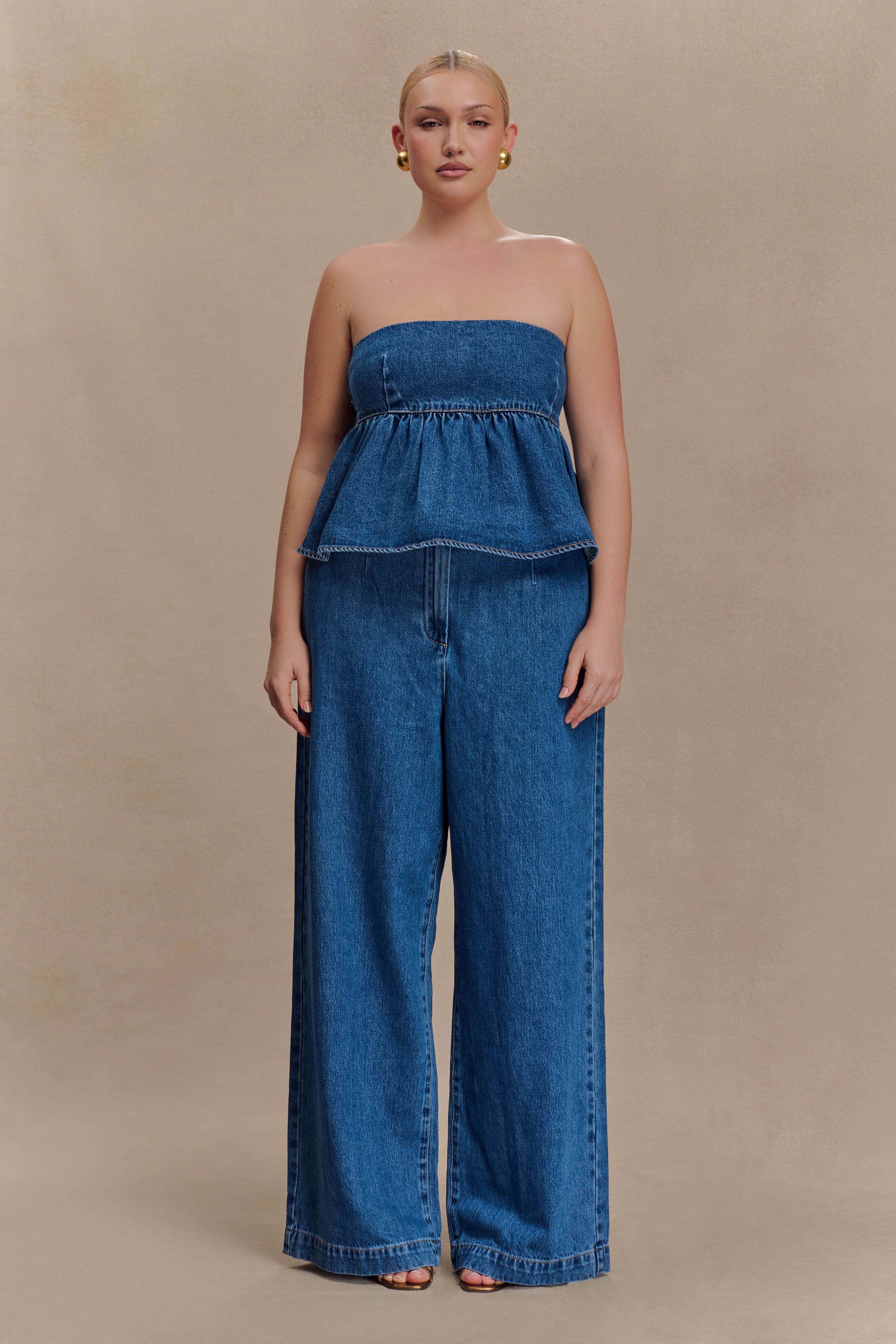 Pauline Strapless Denim Top - 90'S Blue - Image 6