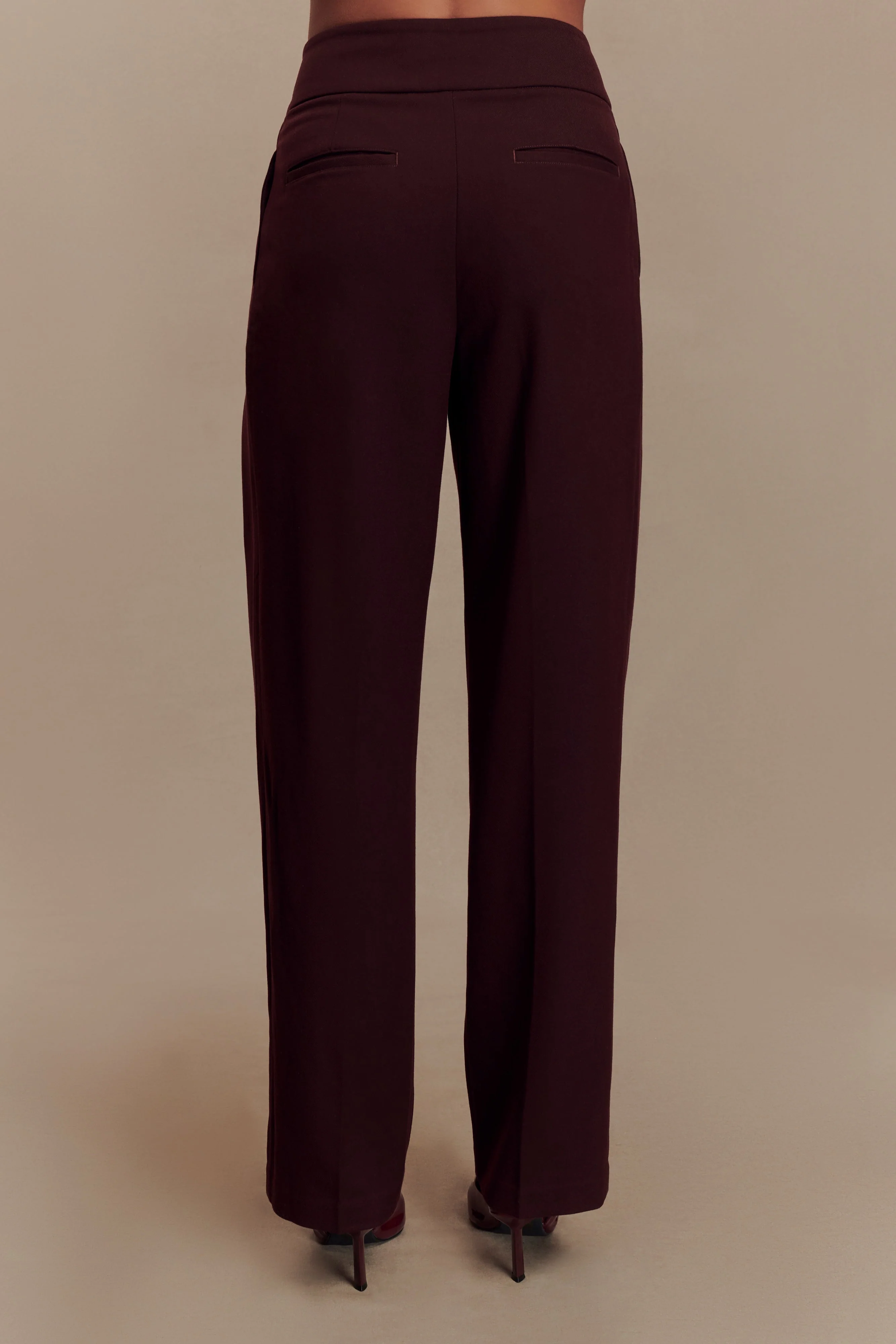 Penelope Pleated High Waisted Pants - Mahogany - Image 3