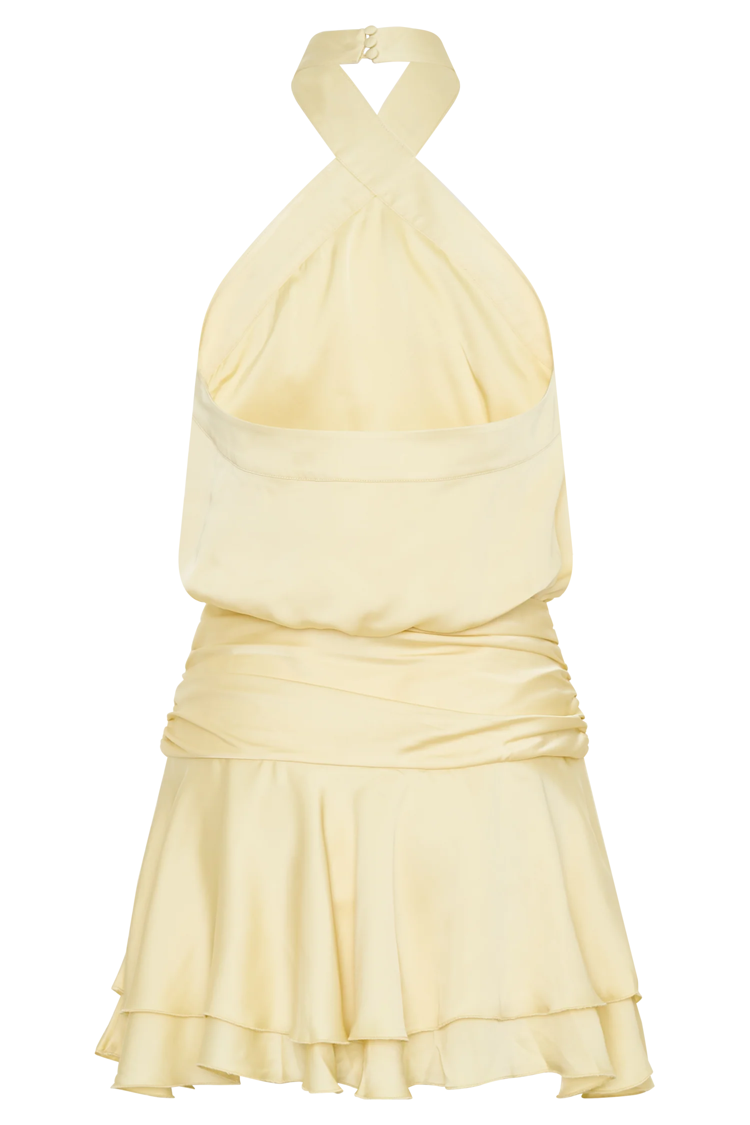 Poppy Satin Halter Mini Dress - Lemon - Image 8