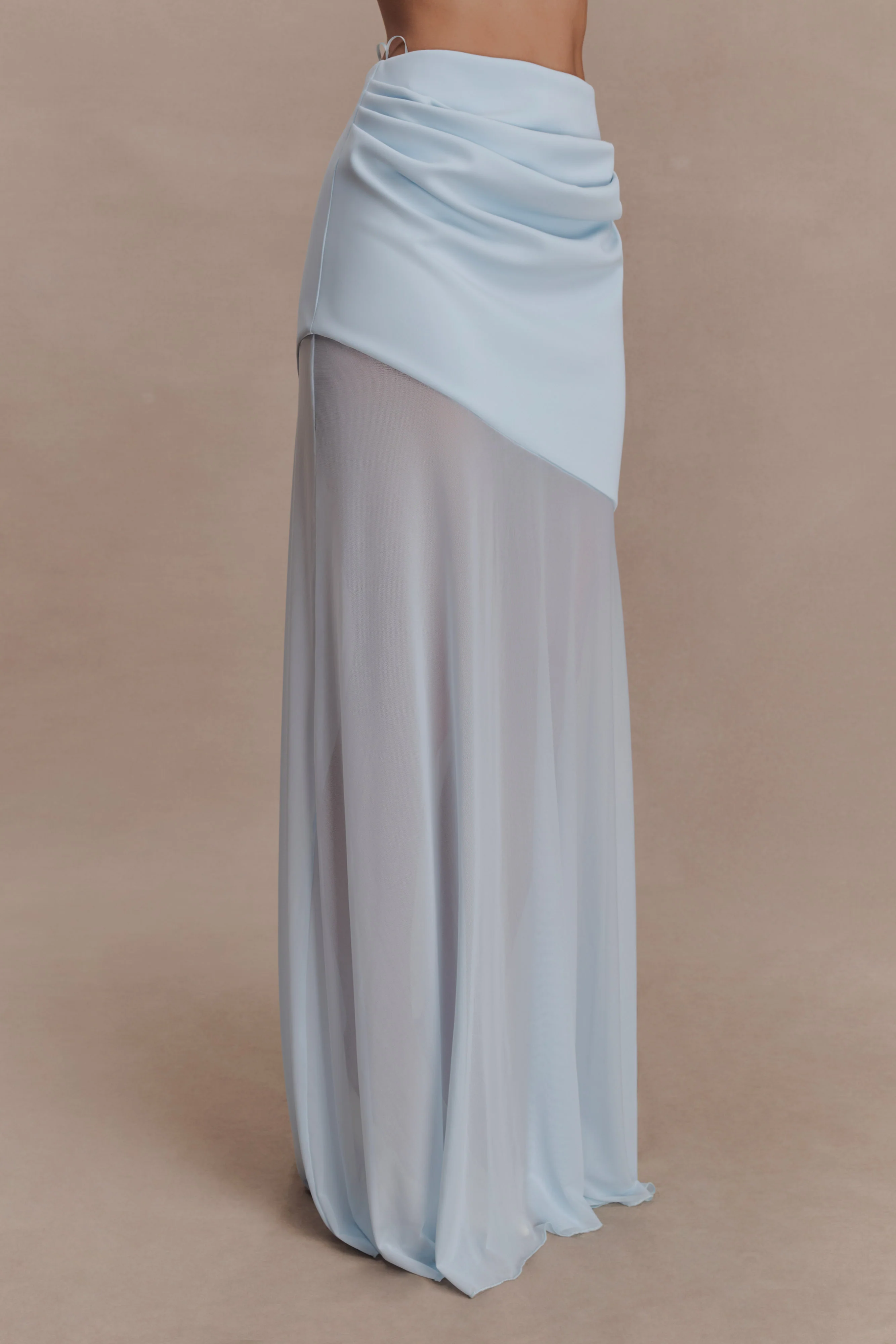 Portia Scuba And Mesh Maxi Skirt - Pale Blue - Image 4