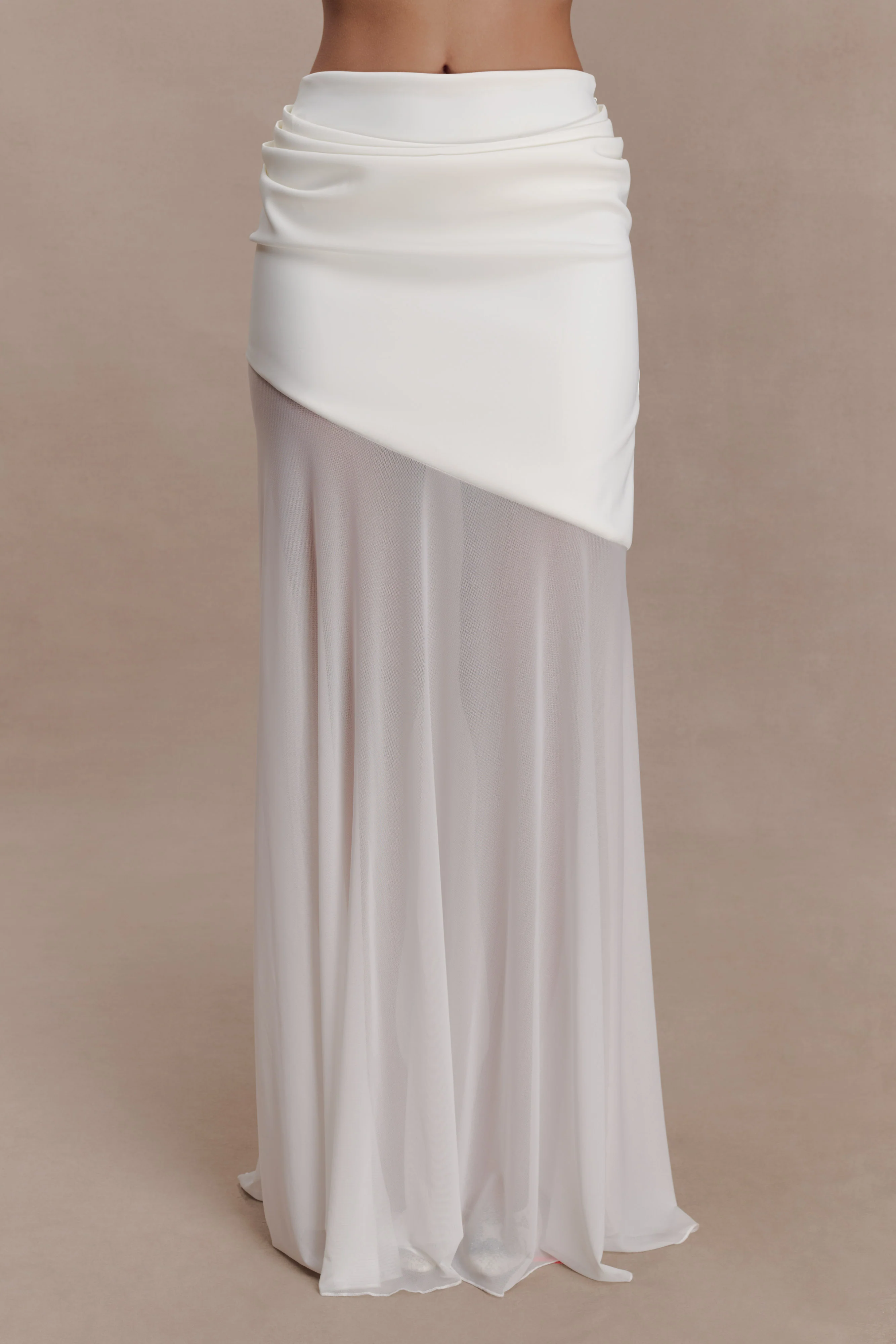 Portia Scuba And Mesh Maxi Skirt - White - Image 6
