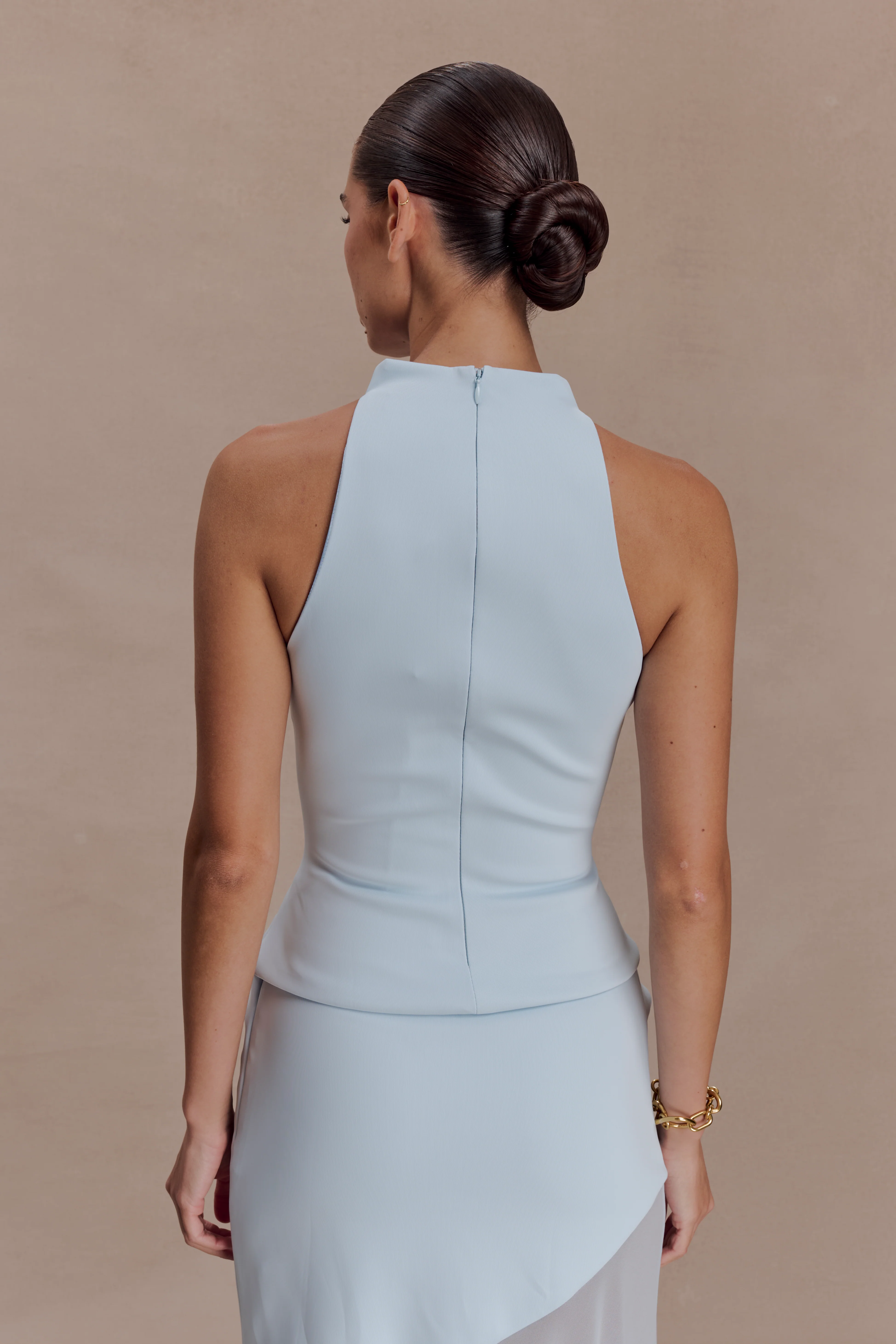 Portia Scuba Sleeveless Top - Pale Blue - Image 2