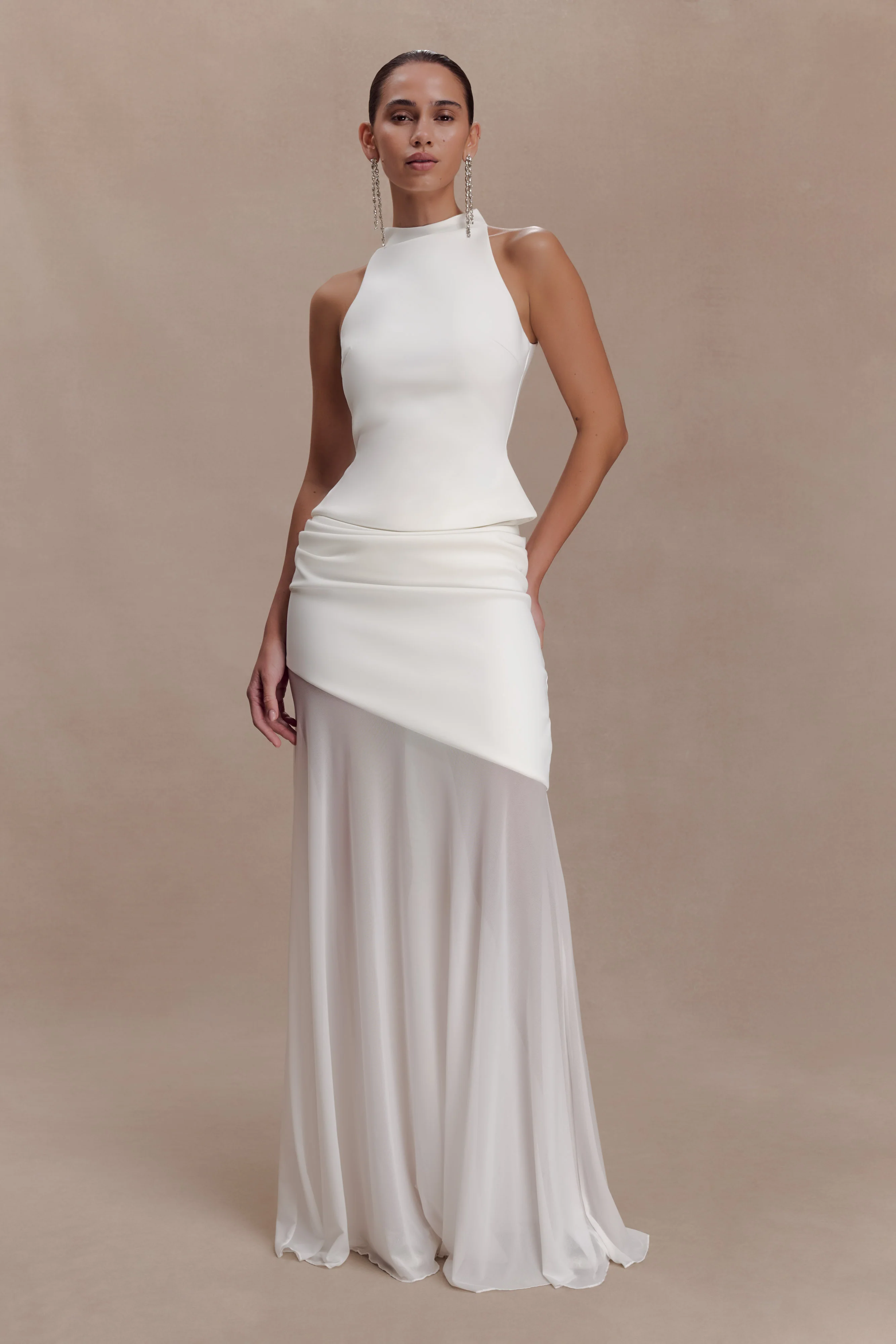 Portia Scuba Sleeveless Top - White - Image 6