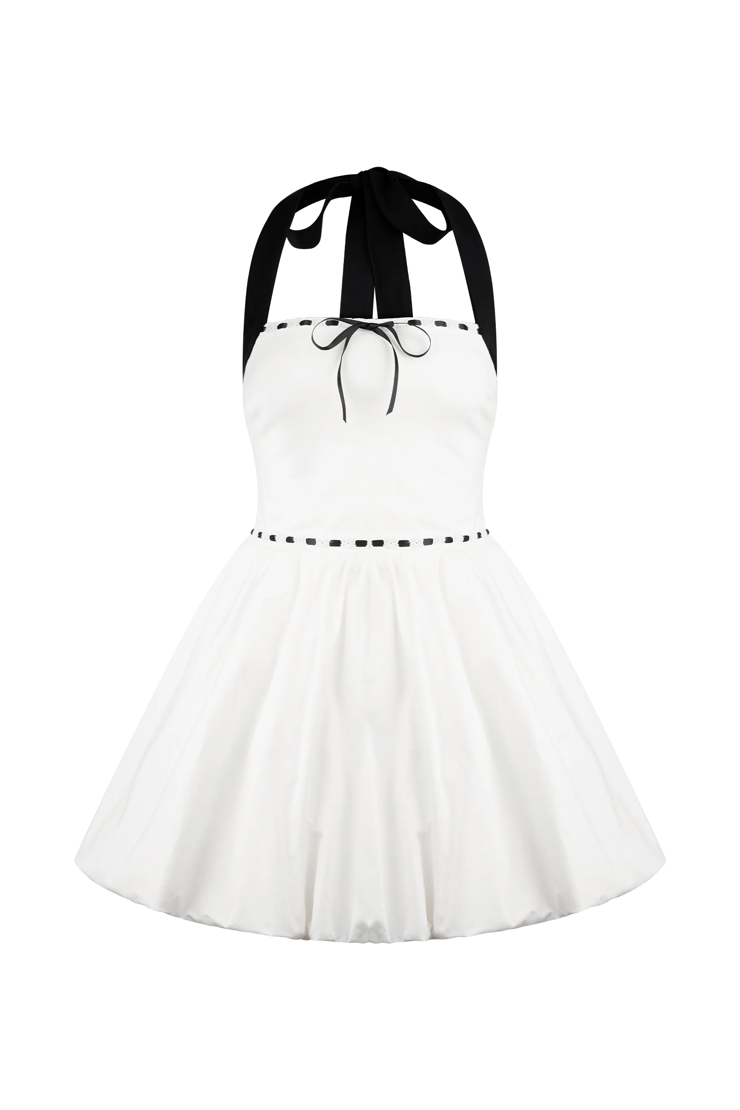Queenie Halter Bubble Mini Dress - Black/White - Image 11