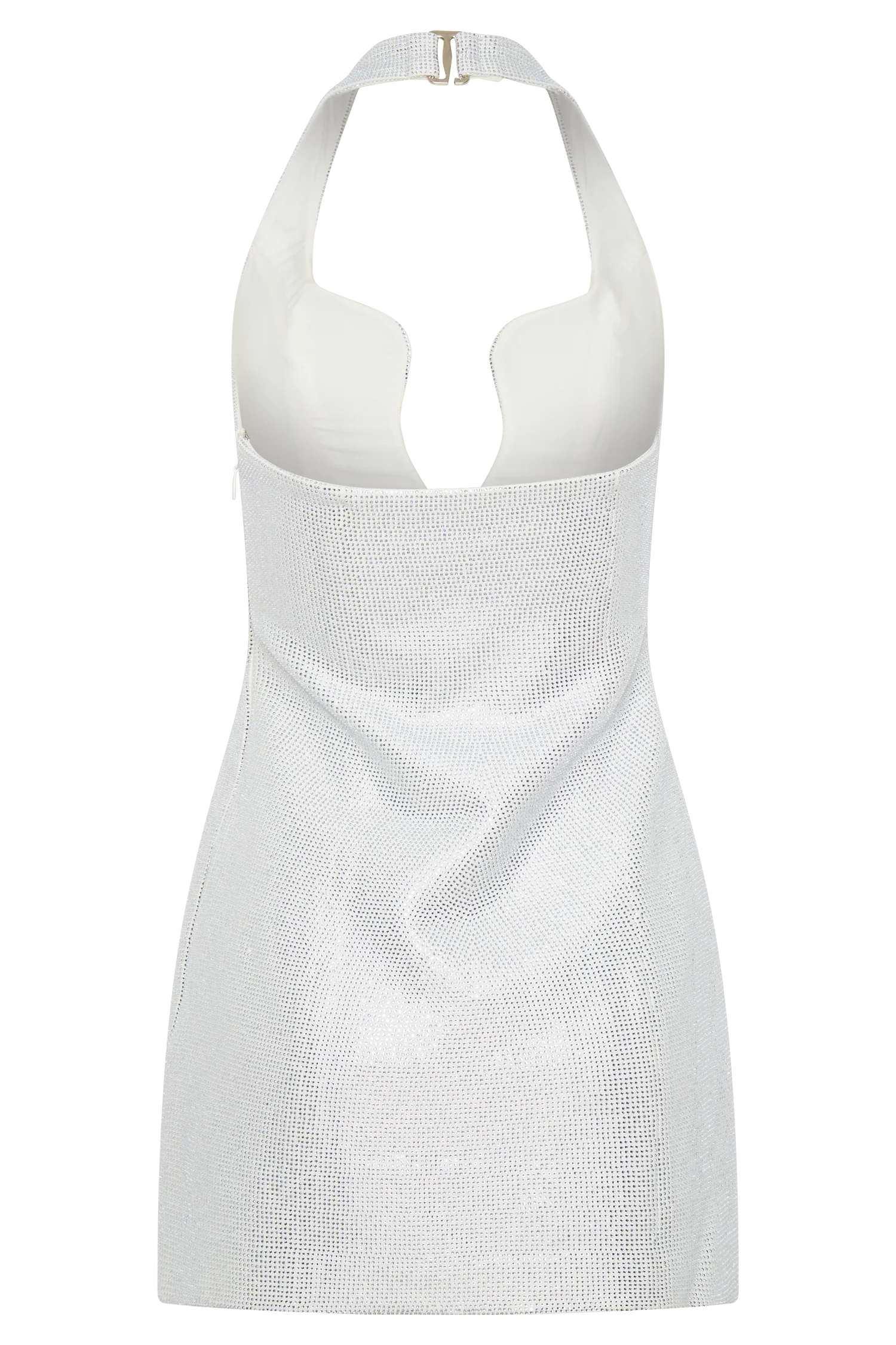 Raina Diamante Halter Mini Dress - White - Image 8