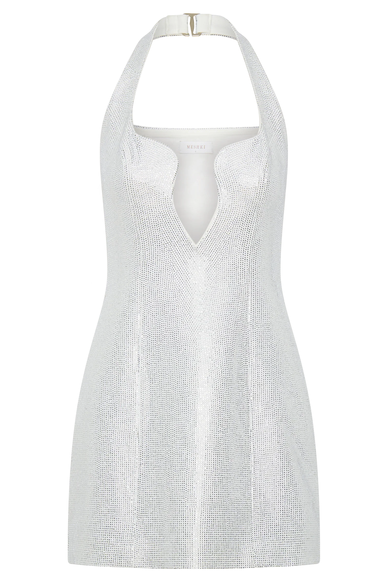 Raina Diamante Halter Mini Dress - White - Image 9