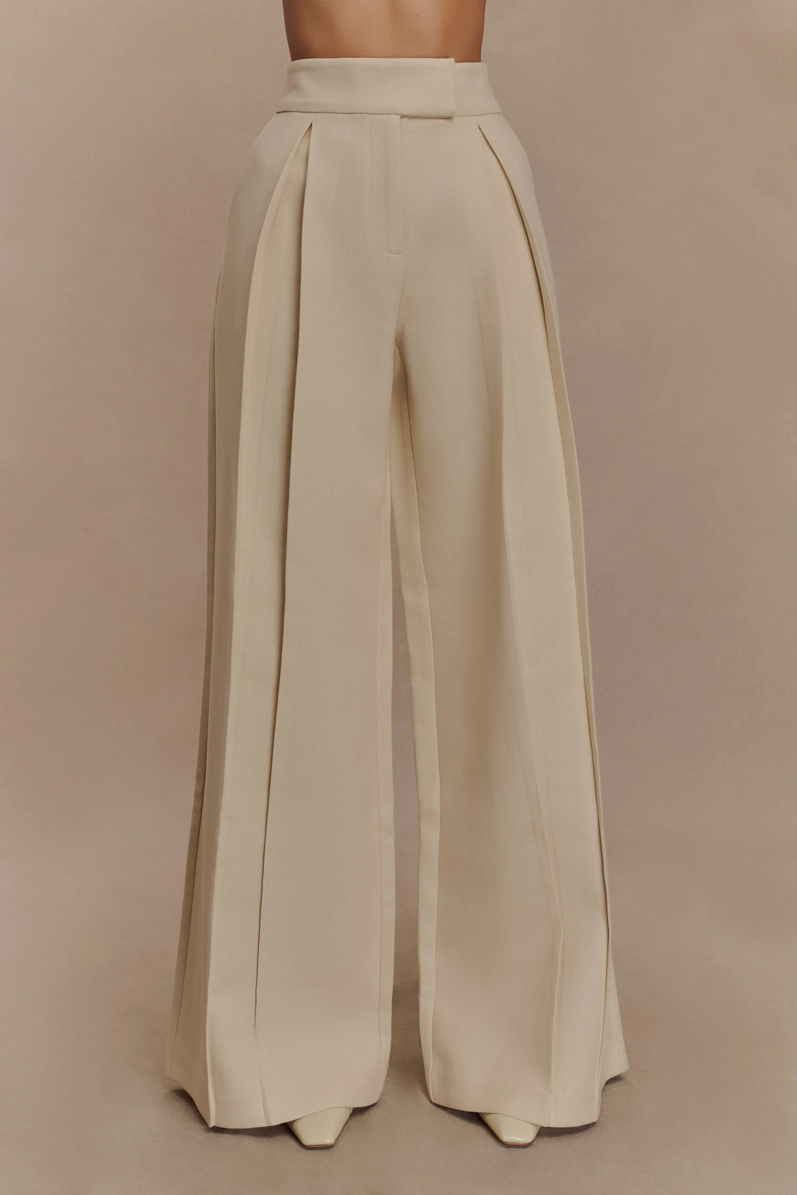 Raya Mid Rise Wide Leg Linen Pant - Natural Beige - Image 5