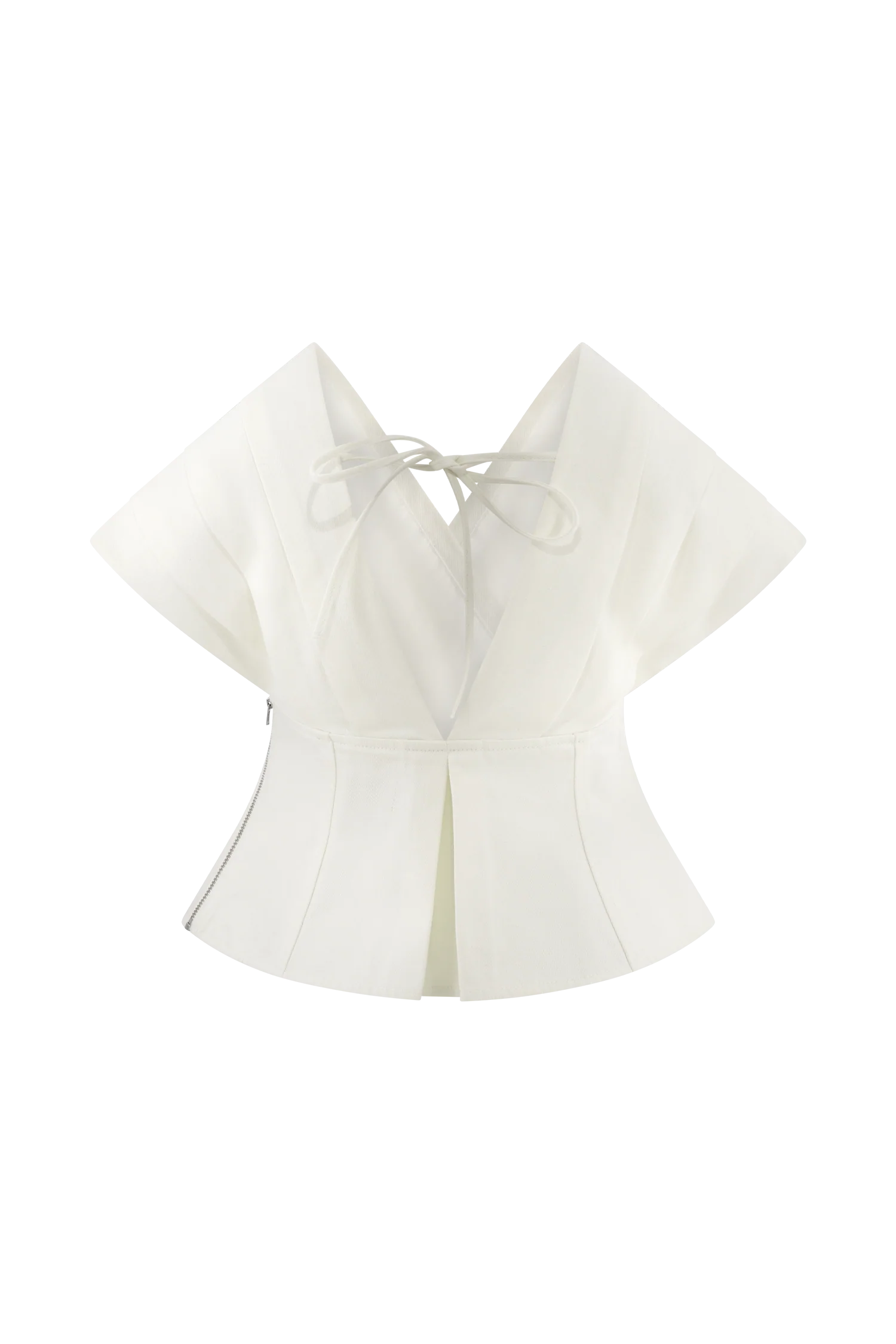 Rayne Off Shoulder Denim Top - White - Image 8