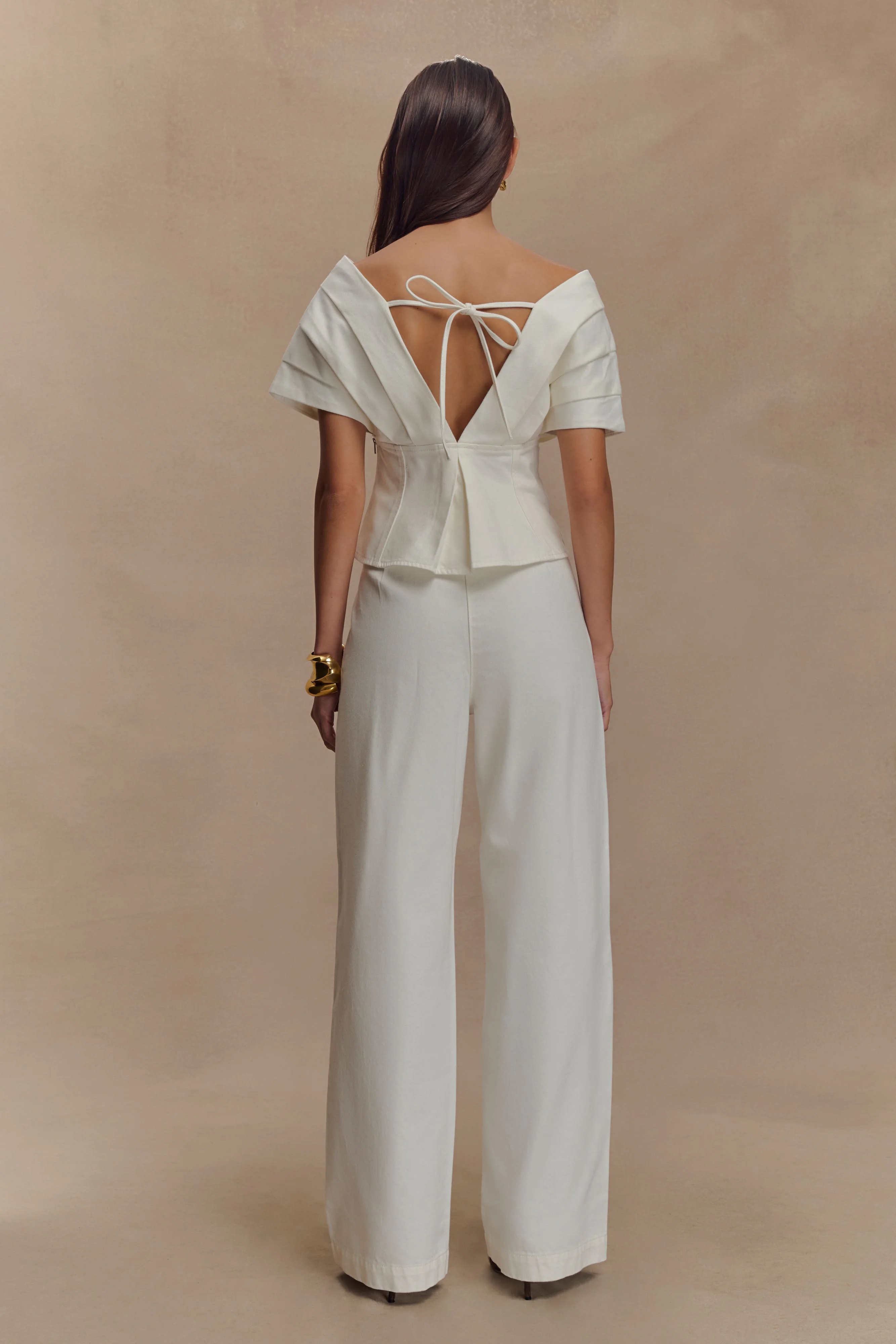 Rayne Wide Leg Denim Jeans - White - Image 4