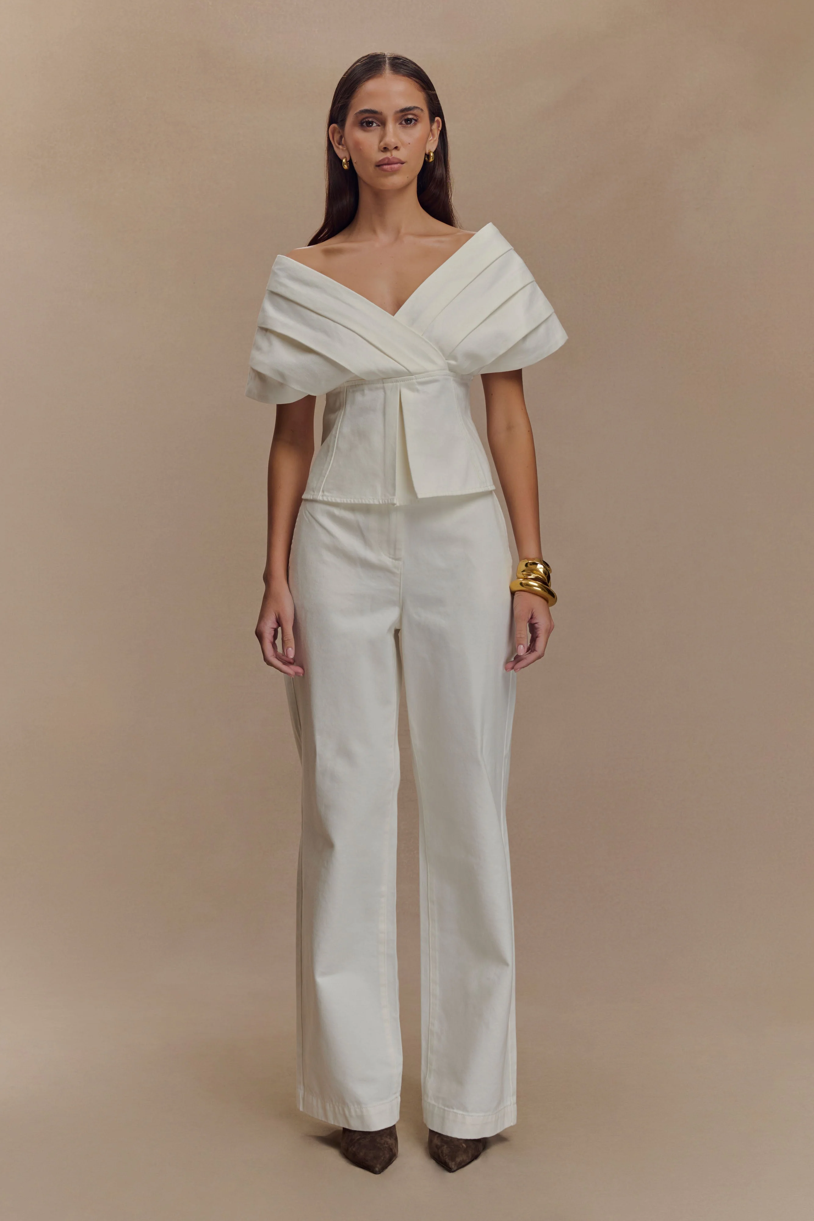 Rayne Wide Leg Denim Jeans - White - Image 6