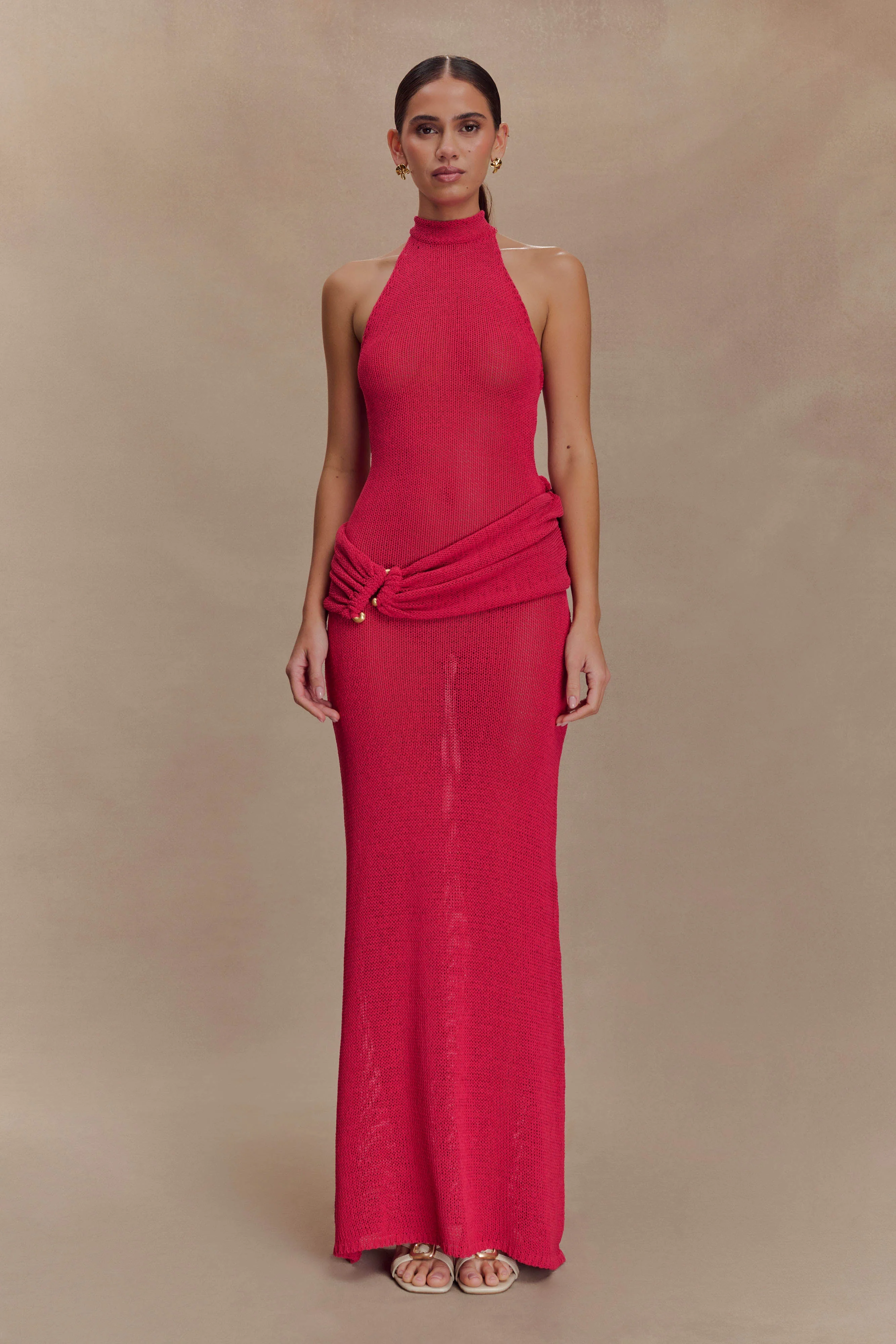 Reece Halter Knit Maxi Dress - Dragonfruit - Image 5