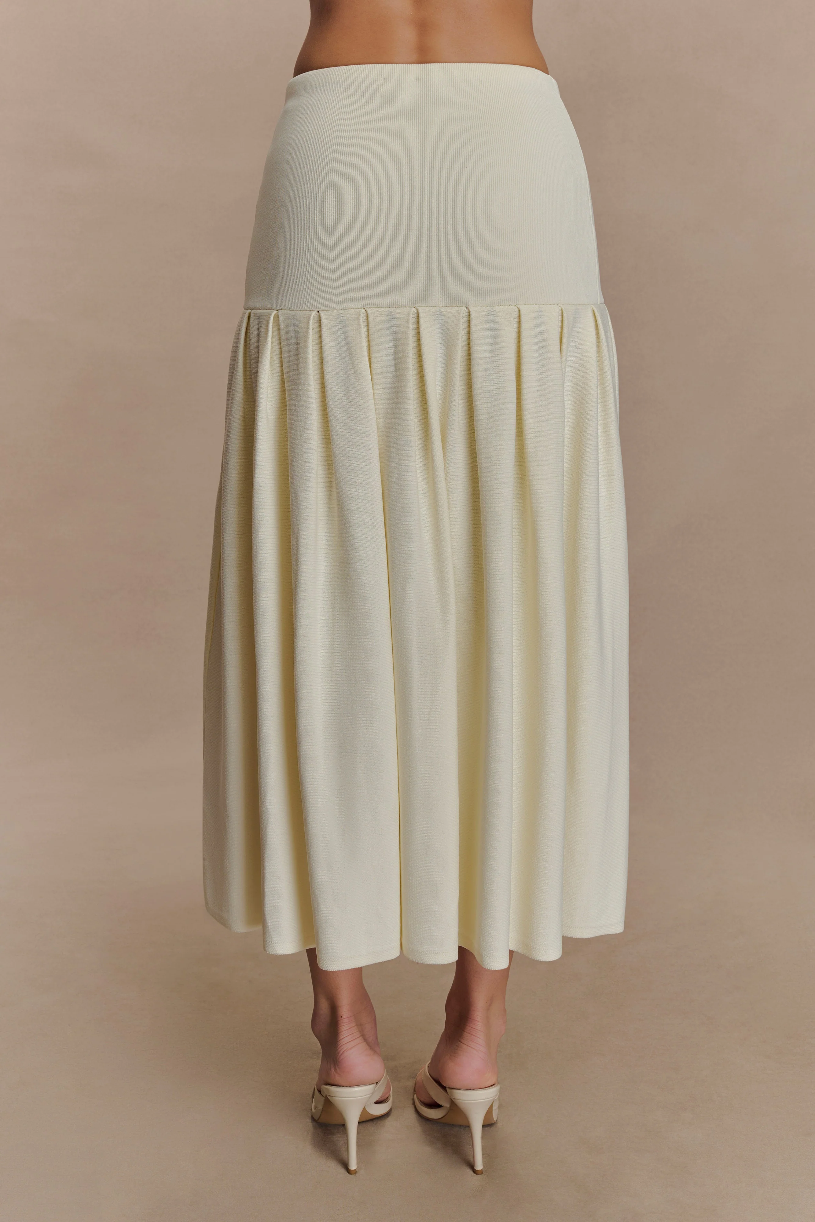 Romaine Bandage Knit Midi Skirt - Ivory - Image 3