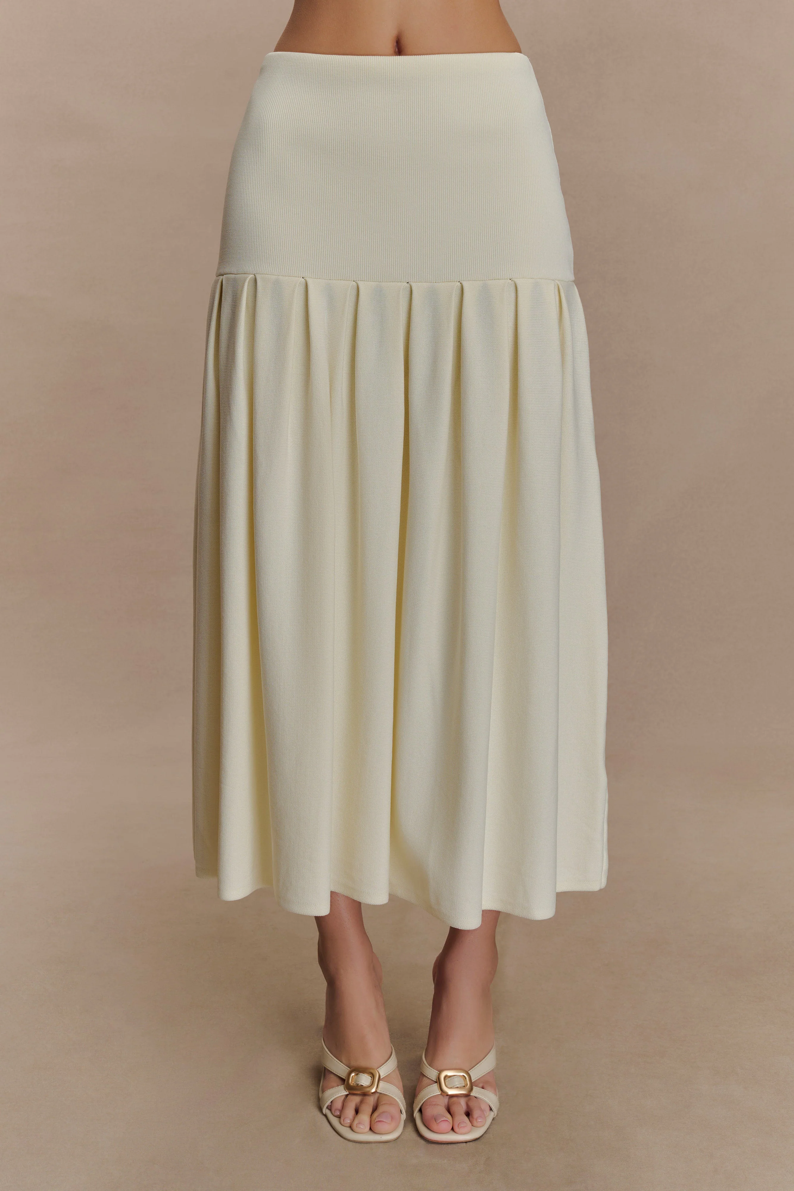 Romaine Bandage Knit Midi Skirt - Ivory - Image 4