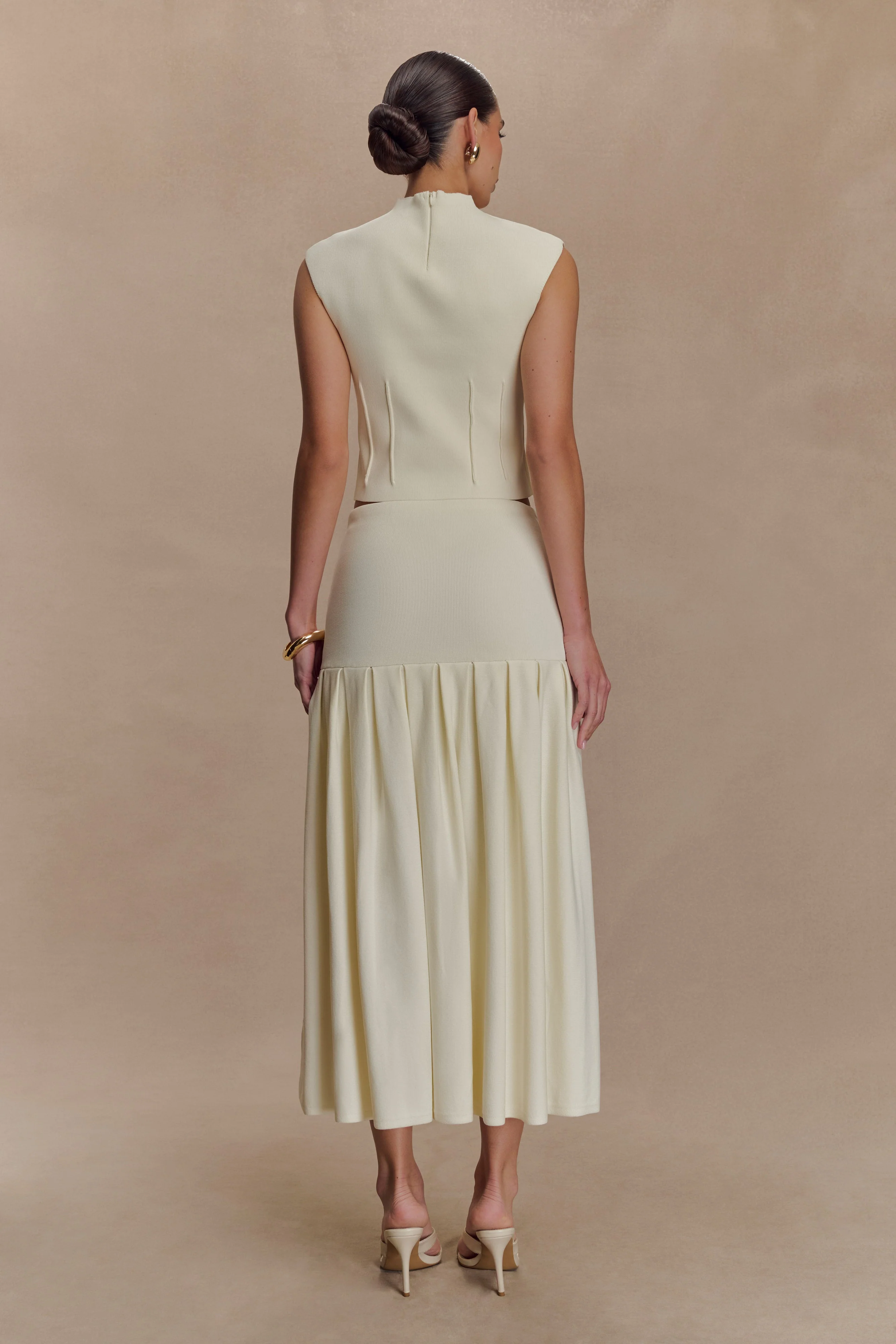 Romaine High Neck Bandage Knit Top - Ivory - Image 5