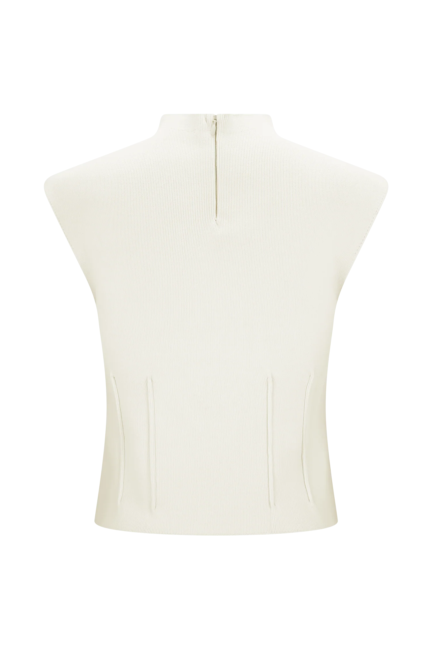 Romaine High Neck Bandage Knit Top - Ivory - Image 8