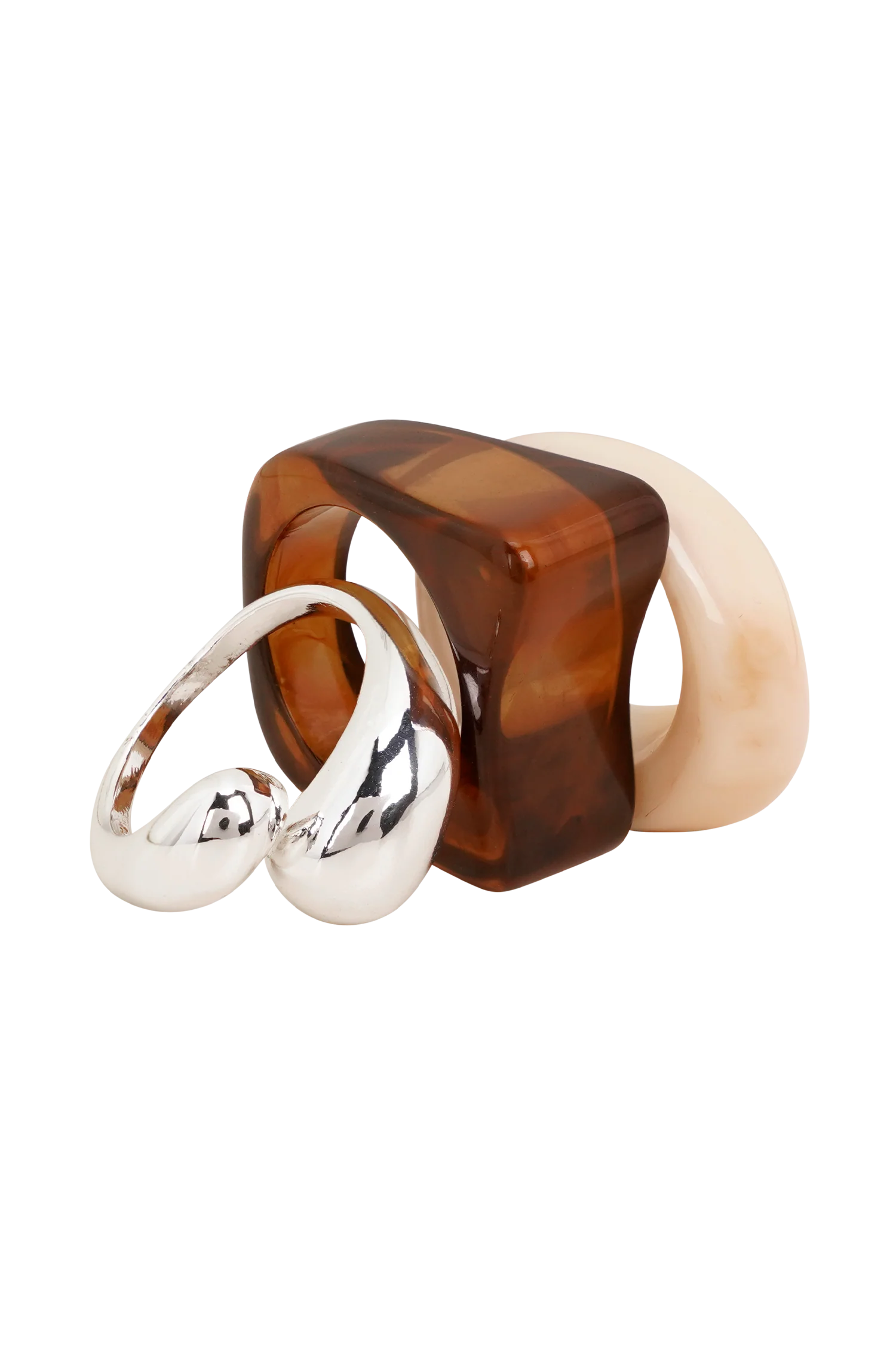 Romeo 3 Stack Ring Set - Silver - Image 5