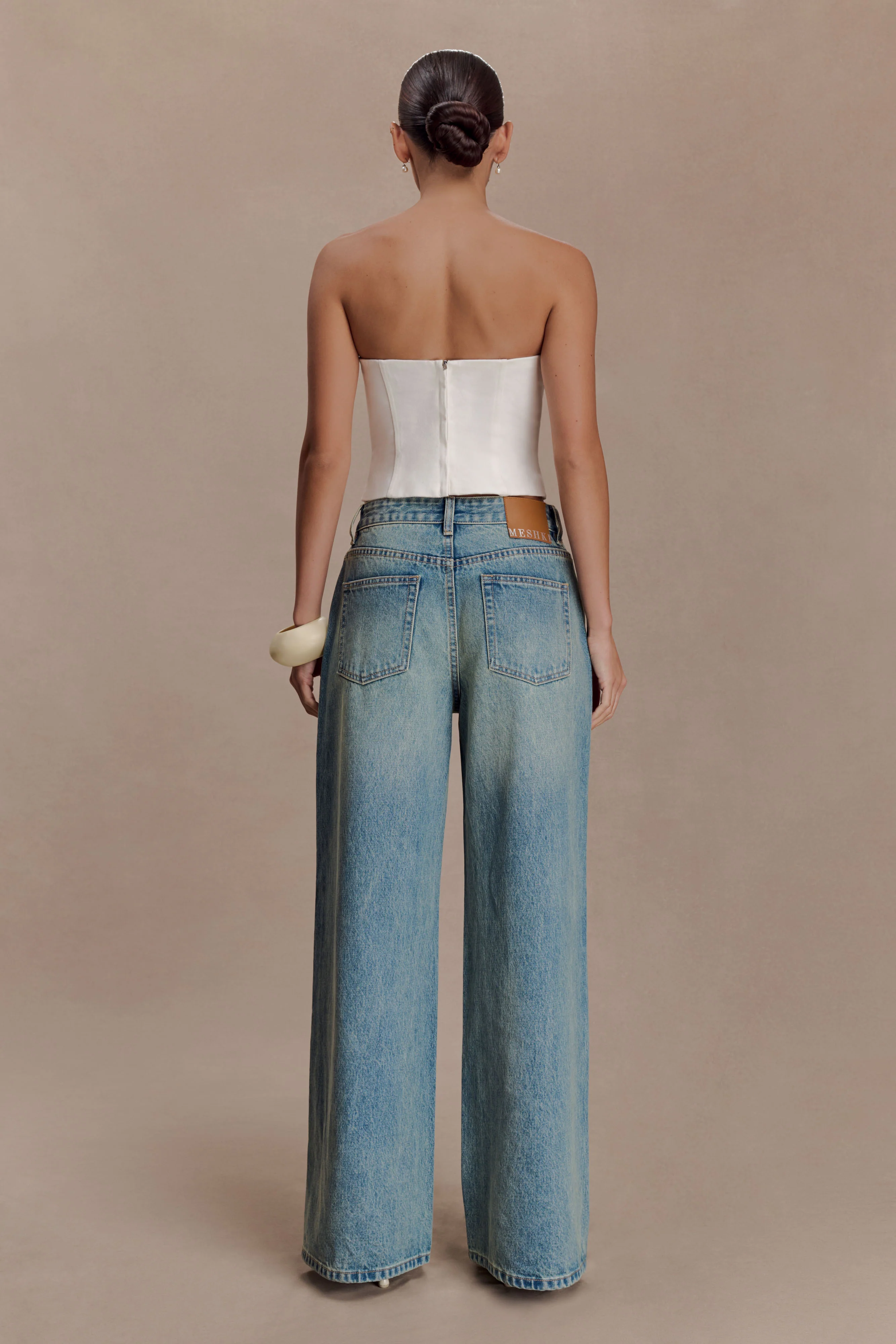 Romi Mid Rise Wide Leg Jeans - Faded Mid Blue - Image 2